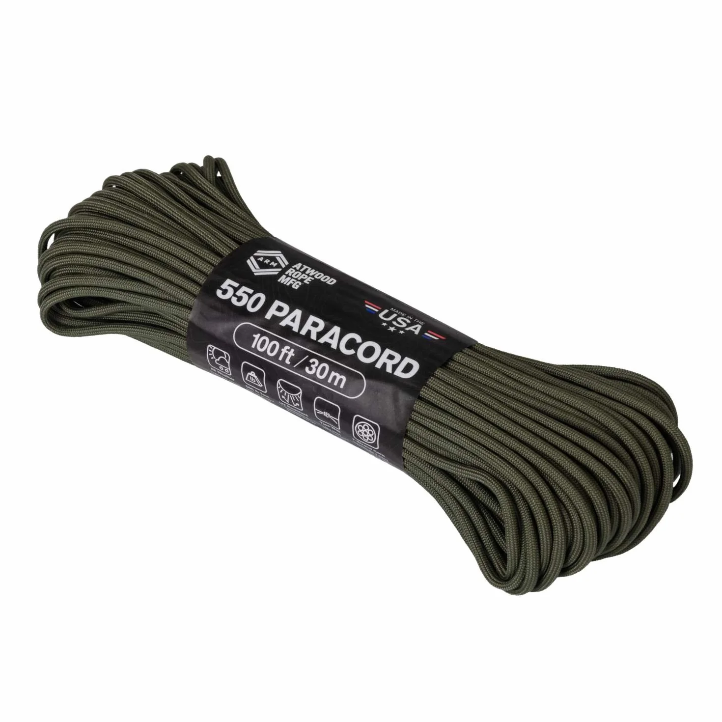 Atwood Rope 550 Paracord 100ft Olive Drab