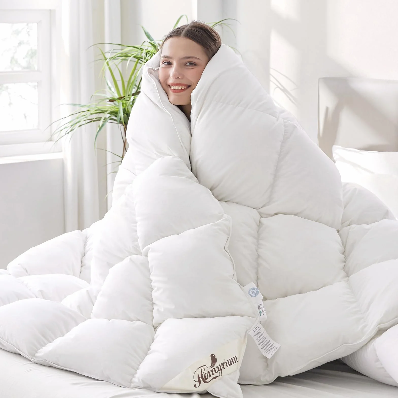 Homyrium Edredon Cama 180 de Plumón Edredón Relleno Nordico Cama 180 de Plumas 260x240cm para Todas Las Estaciones Peso del Relleno: 2500g Lavable, Transpirable, Certificado Oeko-Tex y RDS