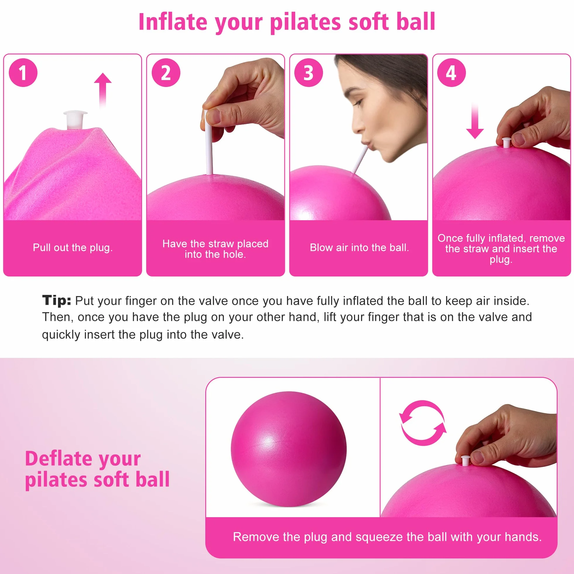 TRIXES Pelota de fortalecimiento Pilates, espuma PVC, yoga, entrenamiento, gimnasio