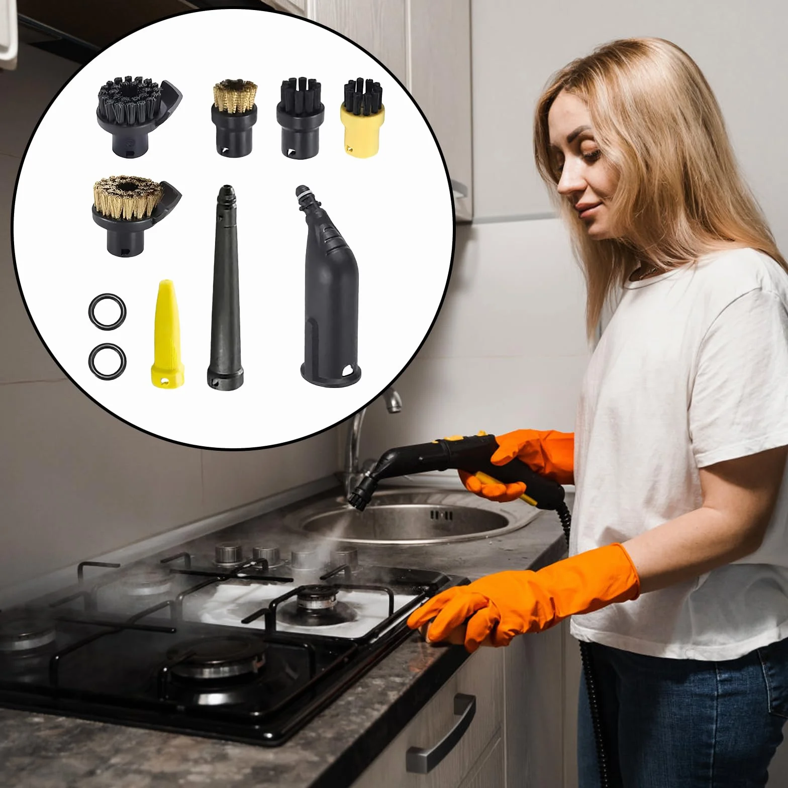 10 piezas accesorios para limpiador de vapor Kärcher SC1 SC2 SC3 SC4 SC5: juego de accesorios para limpiador de vapor Kärcher SC1-SC5, piezas de repuesto con boquilla alargadora, boquilla