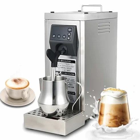 Genérico 1450W Electric Milk Frother Steamer, 800ML Tank & 500ML Jug, Auto Clean, Adjustable Nozzle, Stainless Steel Foam Maker for Cafe, Barista Coffee, Hot Chocolate, Tea Shop Use