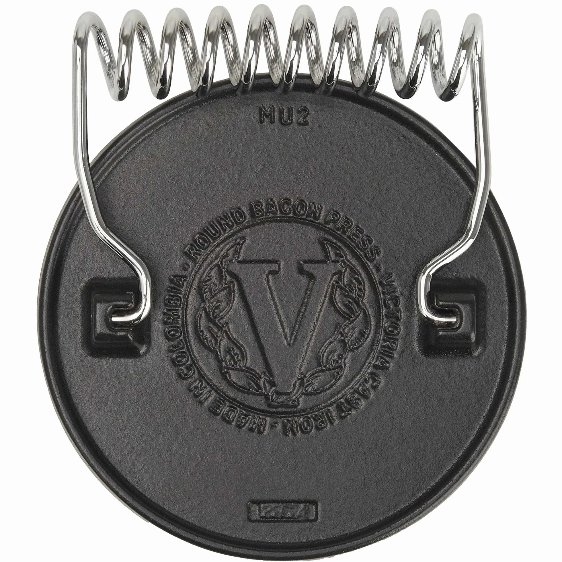 Victoria Prensa Hamburguesas Smash Burger Hierro Fundido Esmaltado 16,5cm Aplastador de Carne para Barbacoa Profesional, Mango Resistente al Calor, Libre de Tóxicos sin PTFE ni PFOA