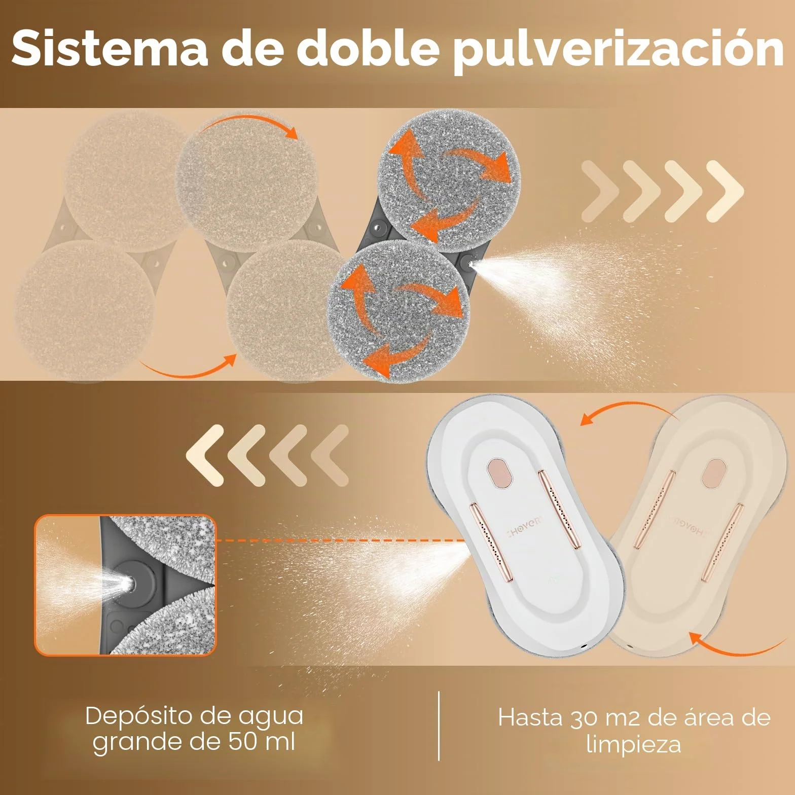CHOVERY Robot de limpieza de ventanas automático con doble spray de agua CL3, limpiador de ventanas, robot limpiador de ventanas, robot de limpieza de vidrio, eléctrico de 3000 Pa Sunction Power