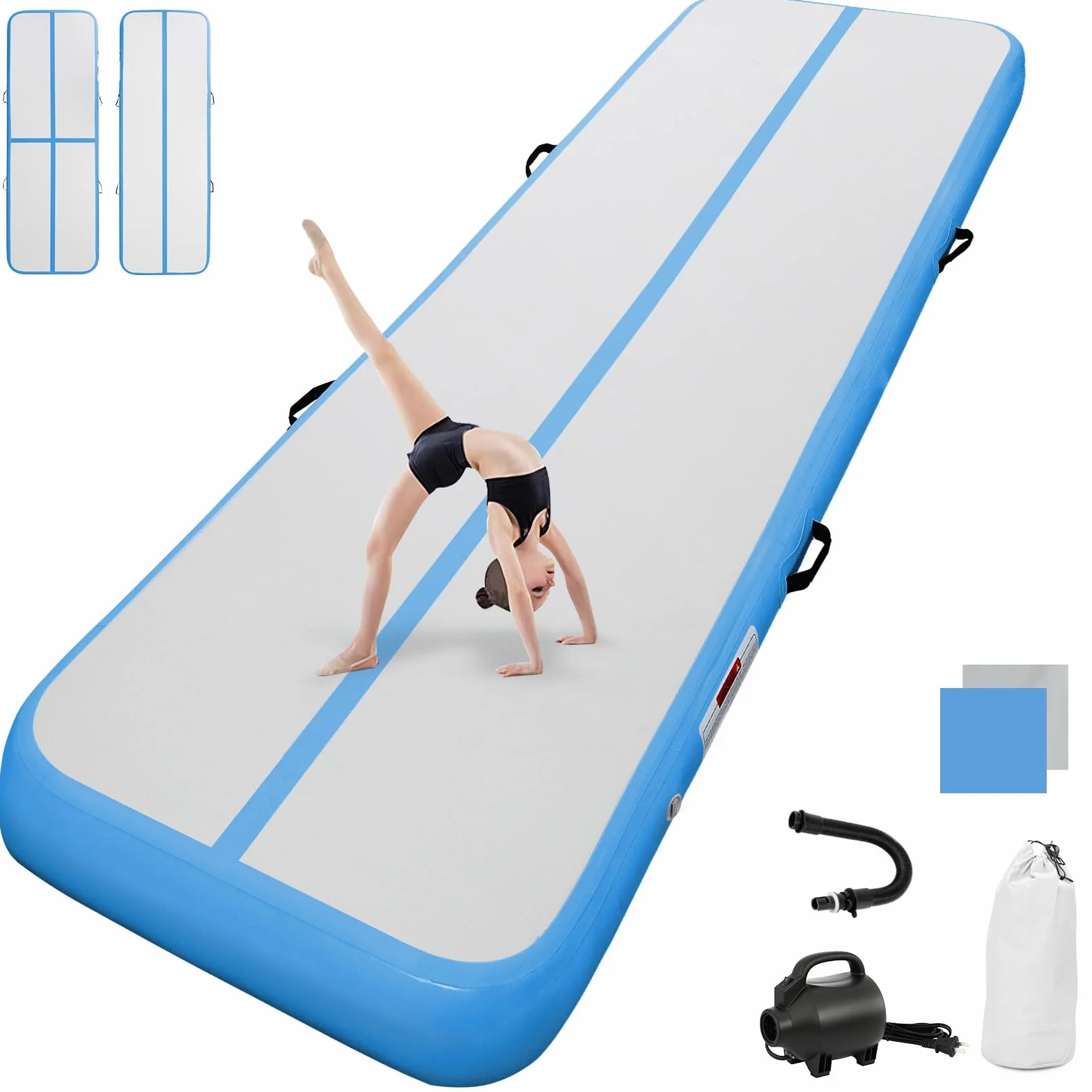Colchoneta Gimnasia Artística 20cm Gruesa 3m Tumbling Inflable con Bomba Eléctrica