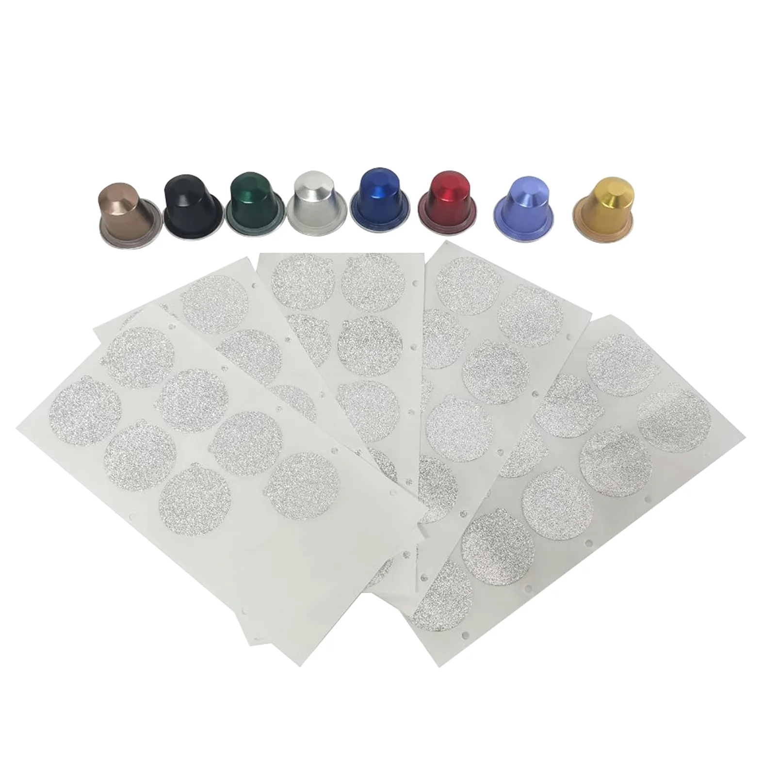 100 cápsulas de café de papel de aluminio azul duraderas con tapas autoadhesivas para accesorios portátiles Nespresso