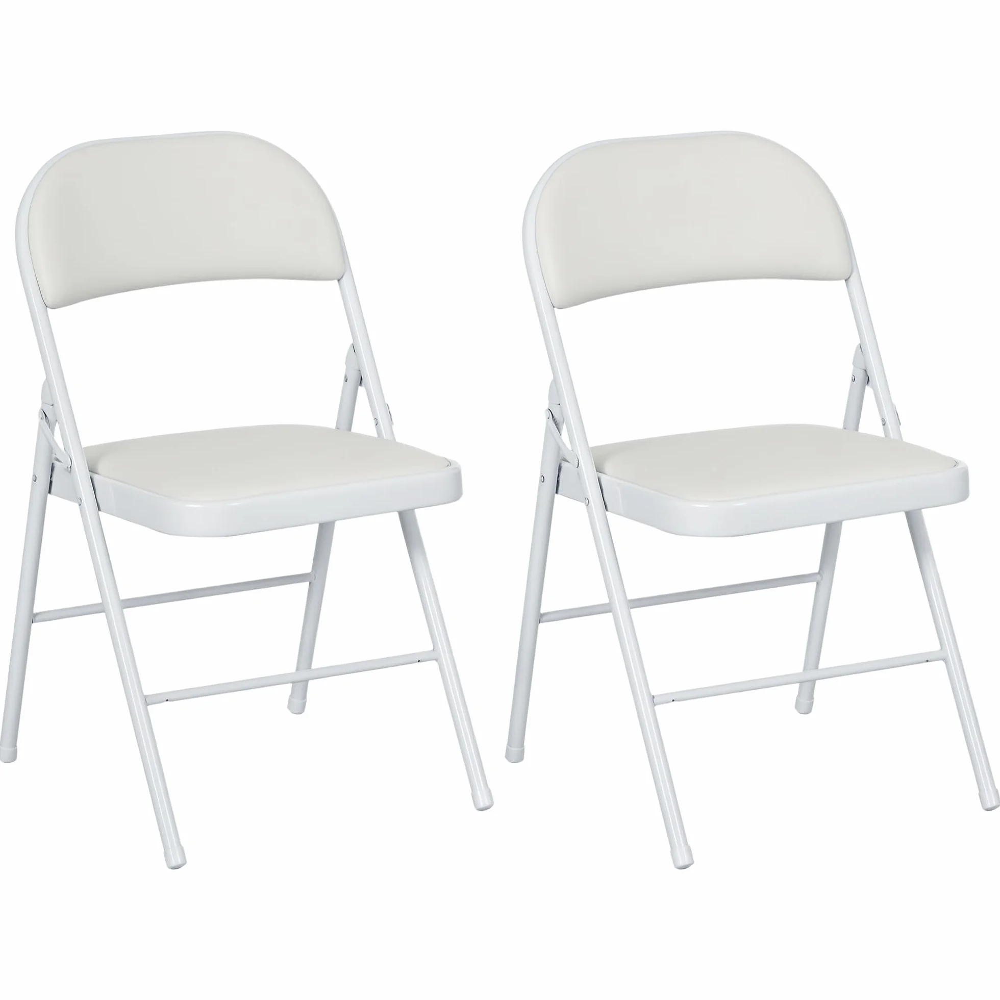 HOMCOM Juego de 2 Sillas Plegables Acolchadas con Respaldo y Estructura de Acero, para Salón, Comedor, Cocina, 45x46x78 cm, Blanco