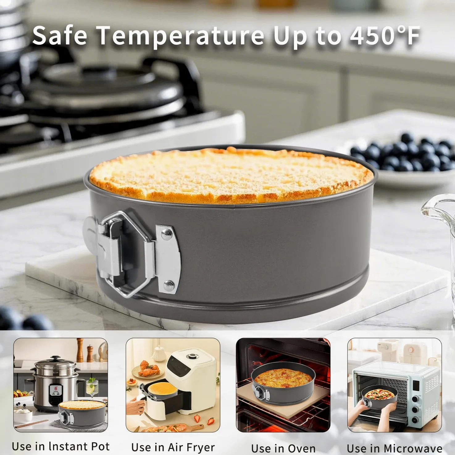 Moldes redondos para tartas de 7/8/9 pulgadas, antiadherentes, moldes redondos para tartas de queso con 100 forros de papel pergamino, 16 boquillas, 3 raspadores