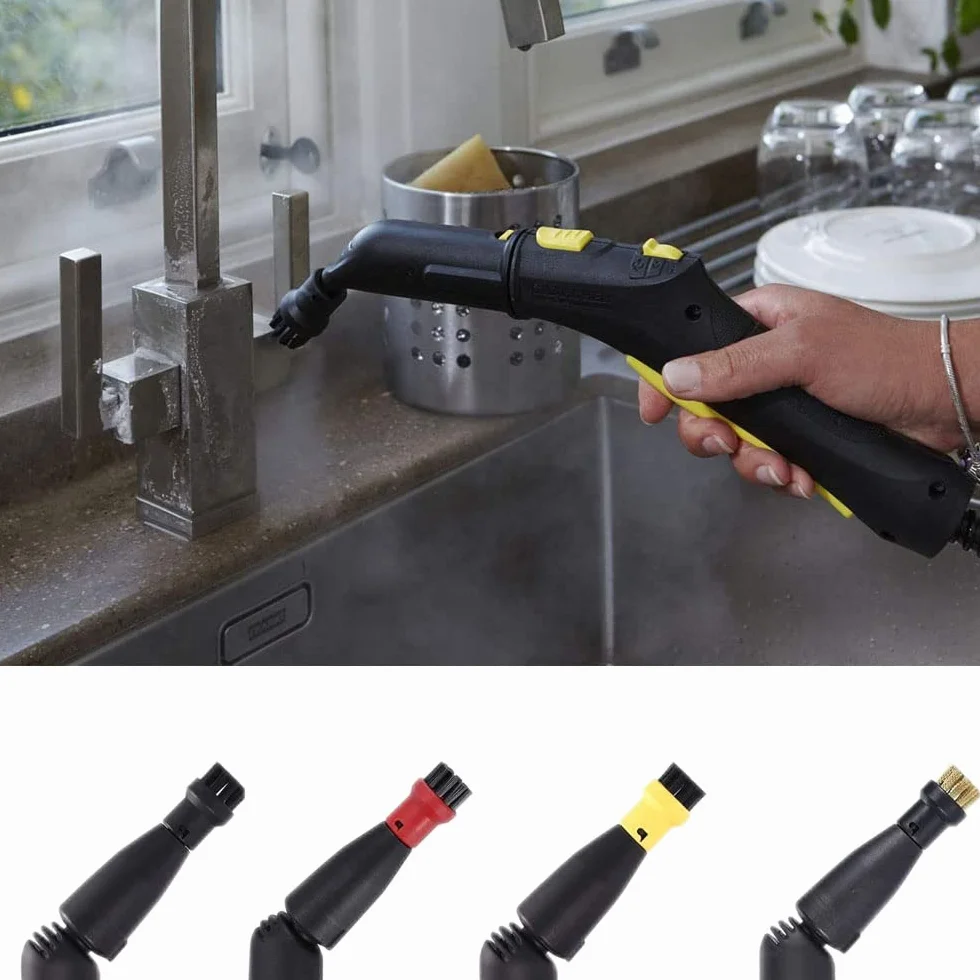 4Pcs Cepillo de Limpieza a Vapor Nylon + Cepillo de alambre de latón Boquillas de limpieza de vapo para Karcher SC1 SC2 SC3 SC4 SC5
