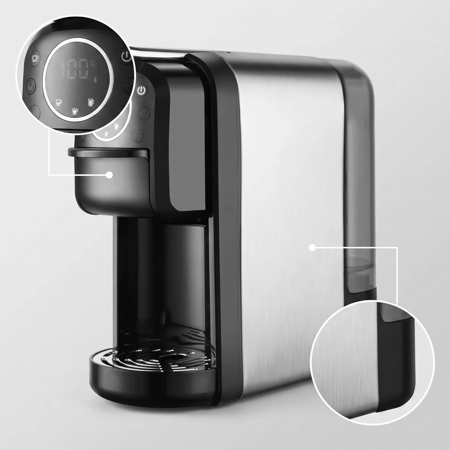 Cafetera Multicápsula Digital Cafetera con pósito Agua Compacta Electrodoméstico para Apasionados l