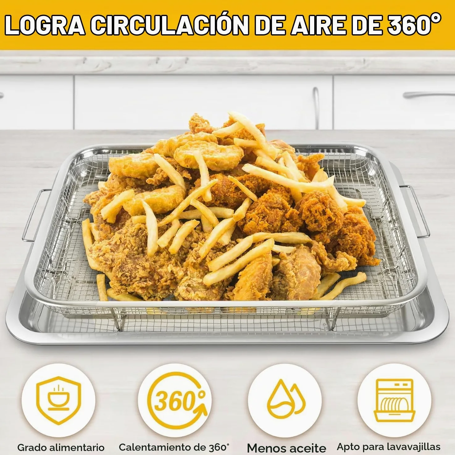 Bandeja de Horno de Acero Inoxidable con Rejilla de Enfriamiento | Bandeja para Hornear Galletas y Pasteles con Diseño Antiadherente, Resistente y Fácil de Limpiar para Cocina