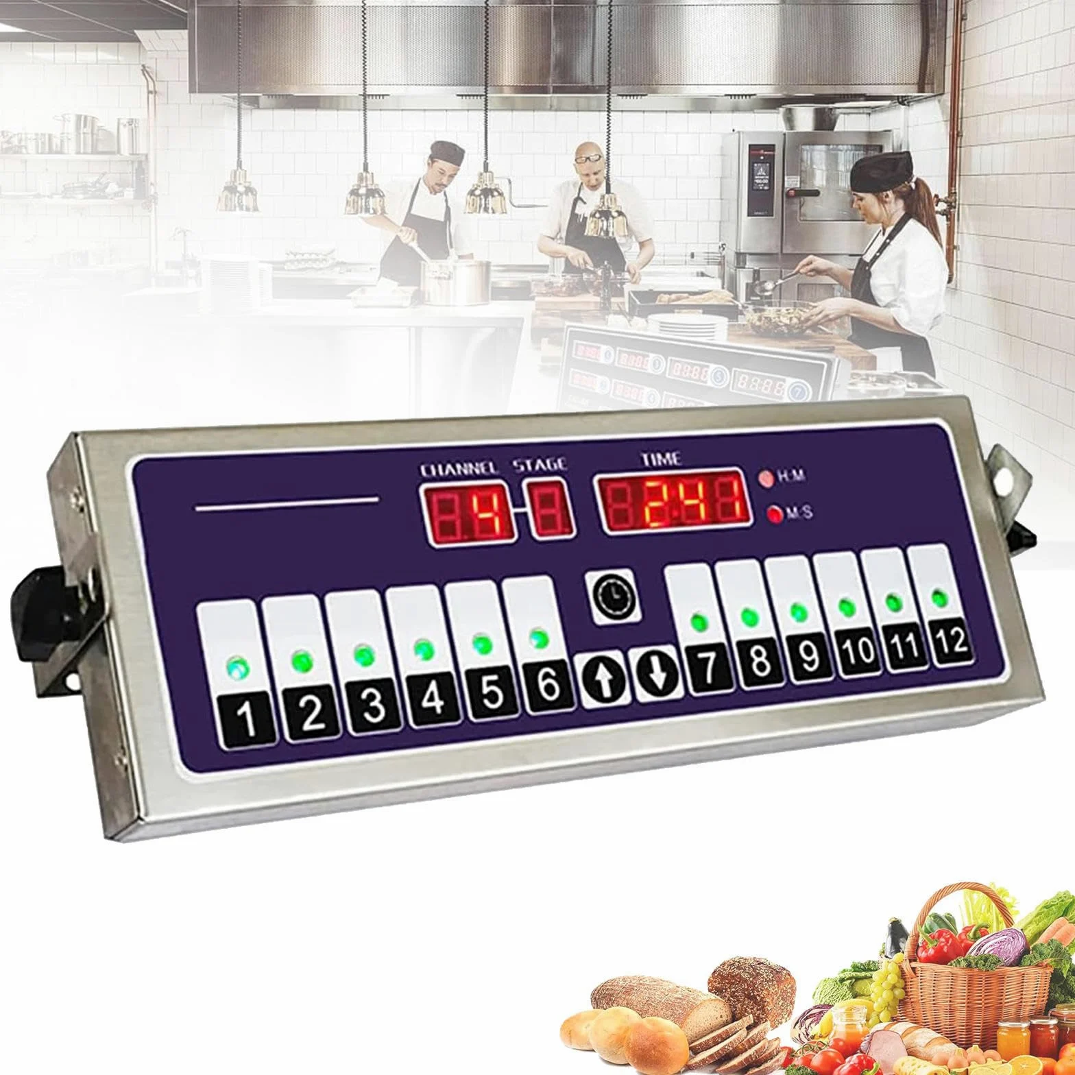 Temporizador digital de cocina de 12 canales con alarma fuerte, ideal para restaurantes y bares