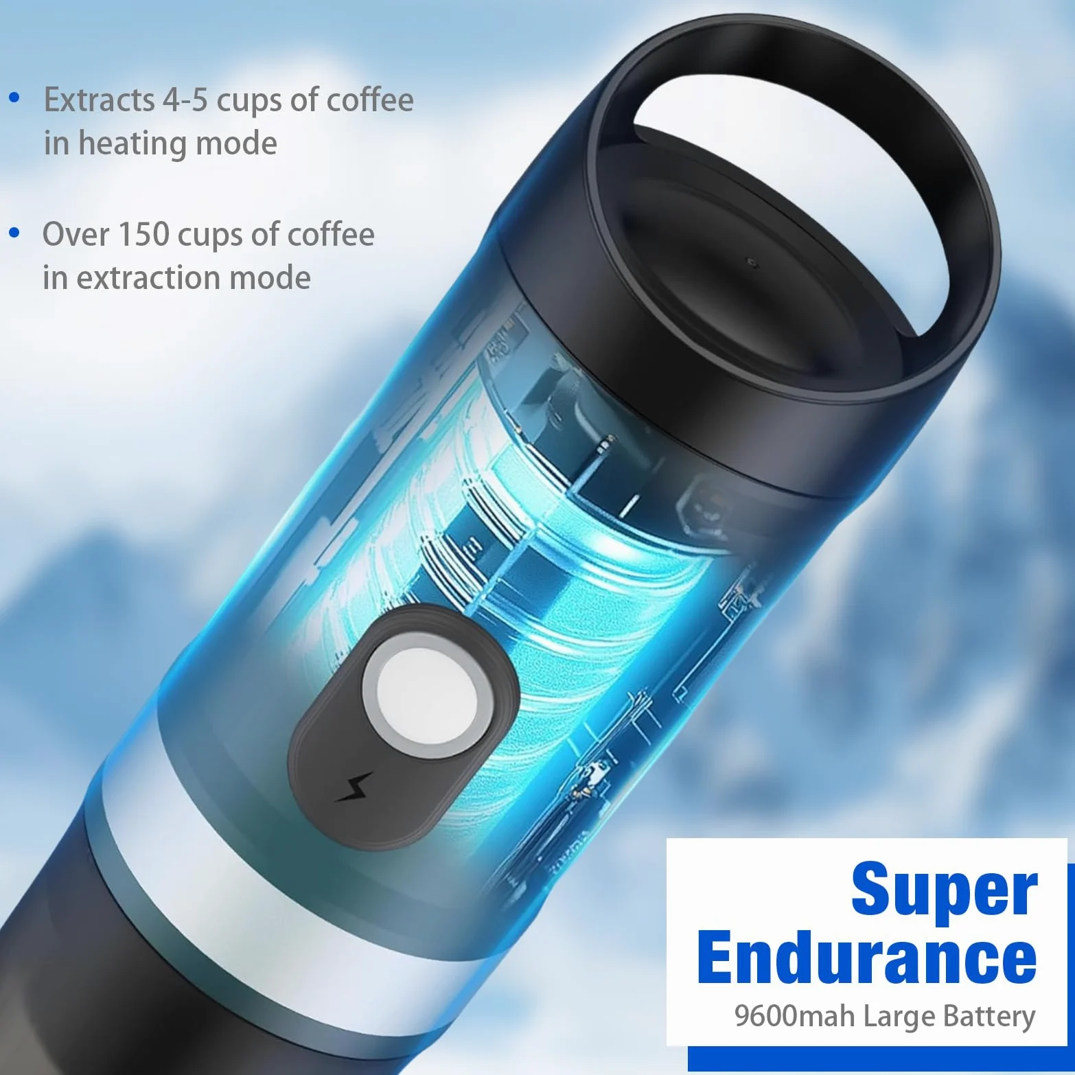 Máquina de café espresso portátil, 20 bar, cafetera eléctrica con autocalentamiento, compatible con cápsulas NS, café en polvo, 80 ml, pequeña cafetera de viaje para camping, senderismo, oficina