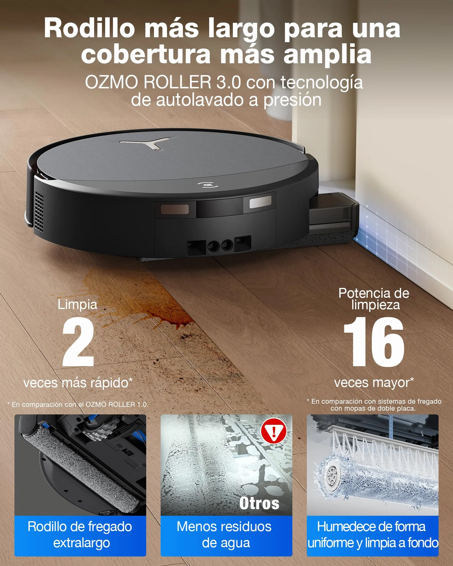 ECOVACS DEEBOT T90 Pro Omni Robot Aspirador y Mopa, 30 000 Pa, Carga PowerBoost, OZMO Roller 3.0 con Tecnología TruEdge 3.0, Aplicación Automática de la Solución de Limpieza, Agent YIKO AI, Negro