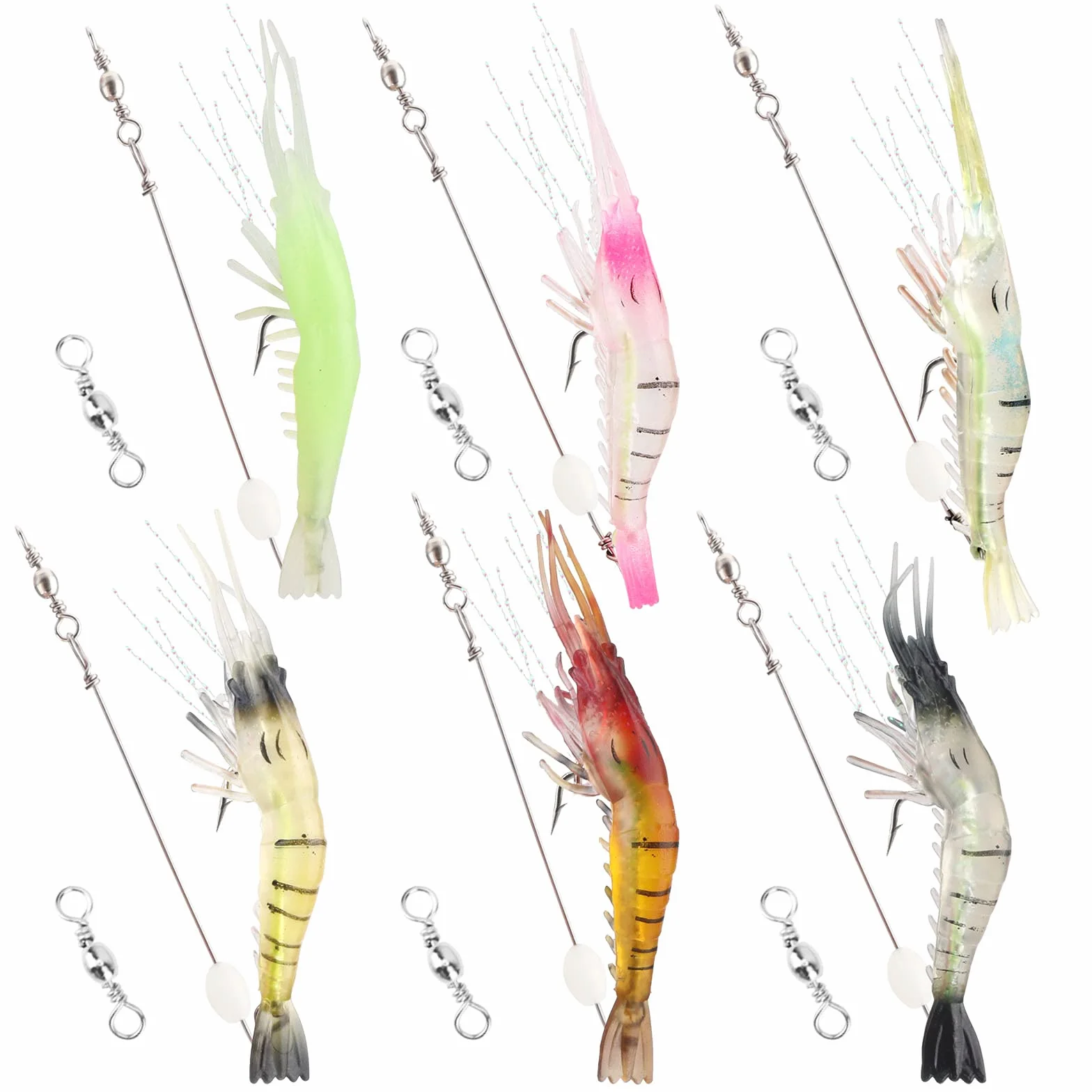 Cebo Camarón Laser 3D Artificial Anzuelo Spinning Flotantes para Pesca con Mosca Perca (6 Colores)
