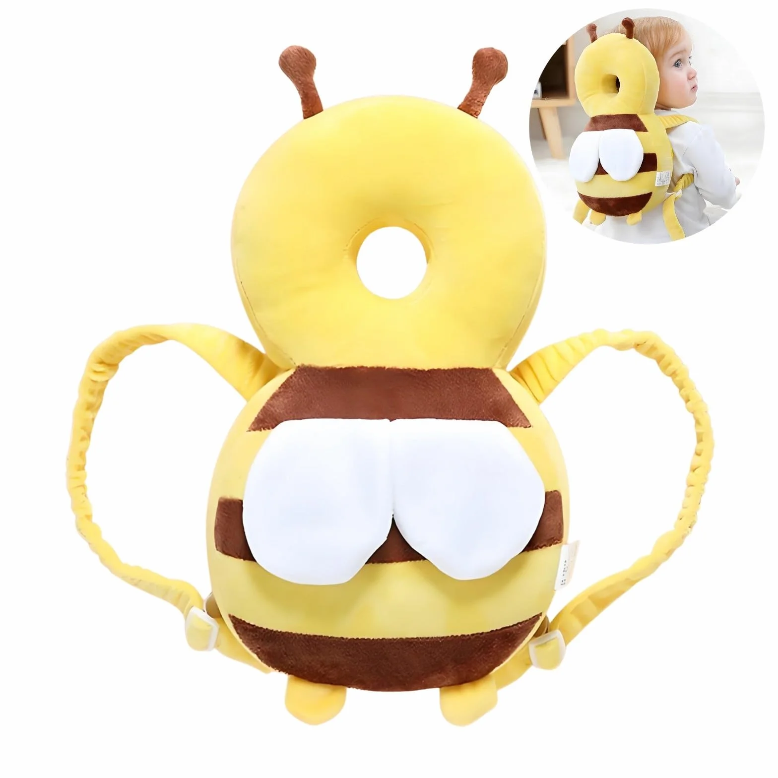 PandaEar Mochila de protección de cabeza para bebé, protector ajustable para niños pequeños al caminar, cojín de seguridad (Amarillo)