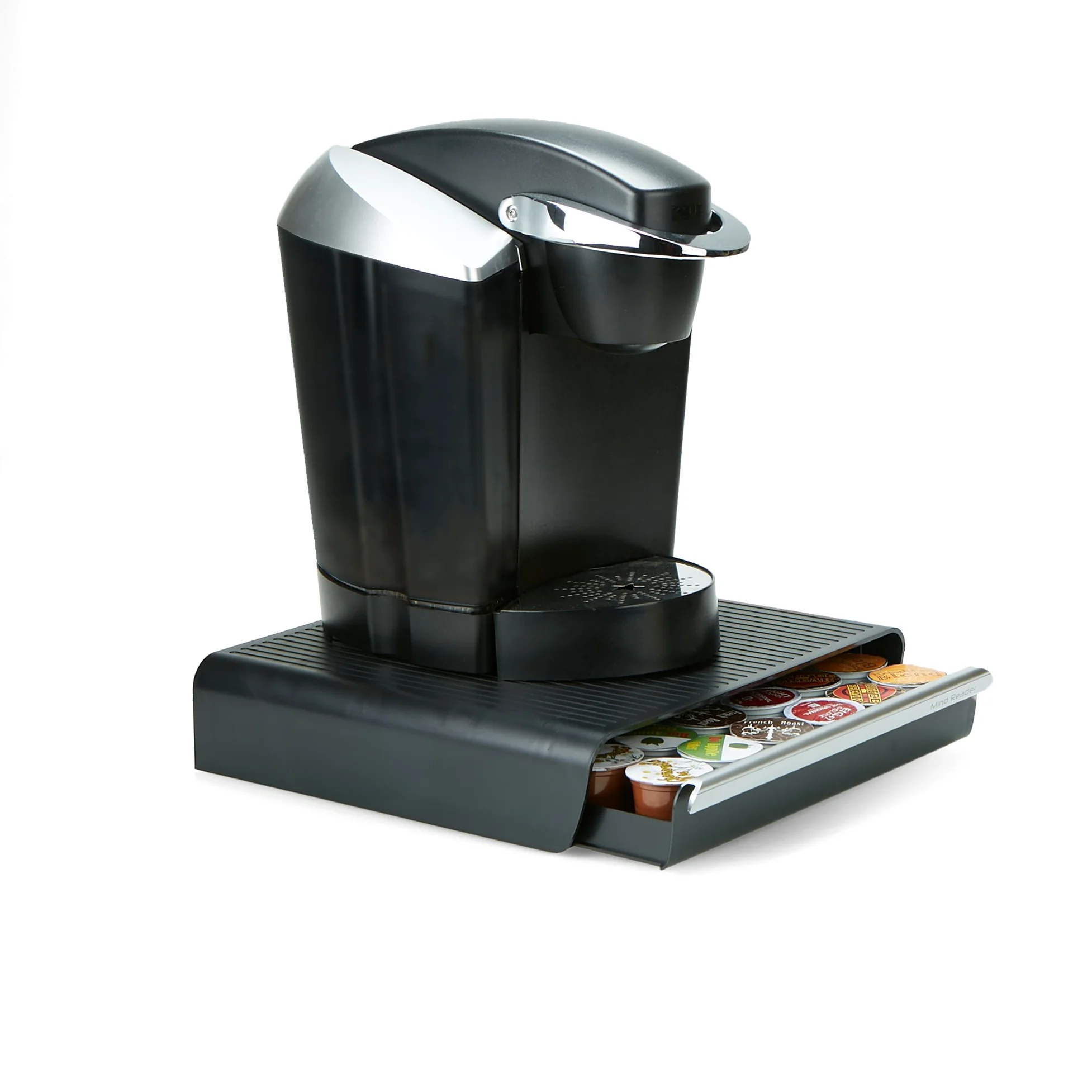 Mind Reader Hero - Soporte-cajón de almacenamiento para 36 cápsulas de café, en color negro