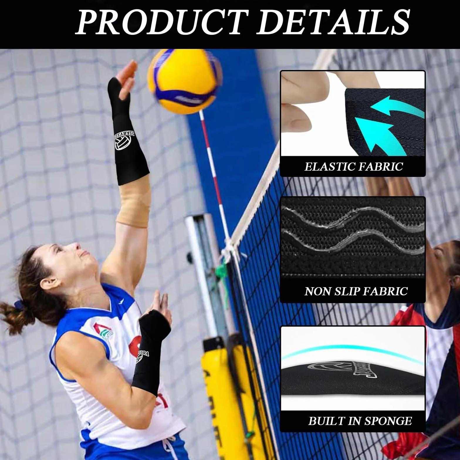 DMNQ 4 Paquete Rodilleras Balonmano Voleibol Accesorios con Diadema y Bolsa