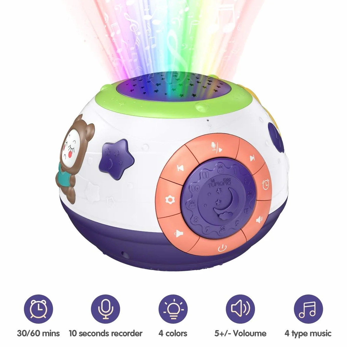 TUMAMA Proyector de Sueño para Bebé, Luz Nocturna con Estrellas y Música, Máquina de Ruido Blanco
