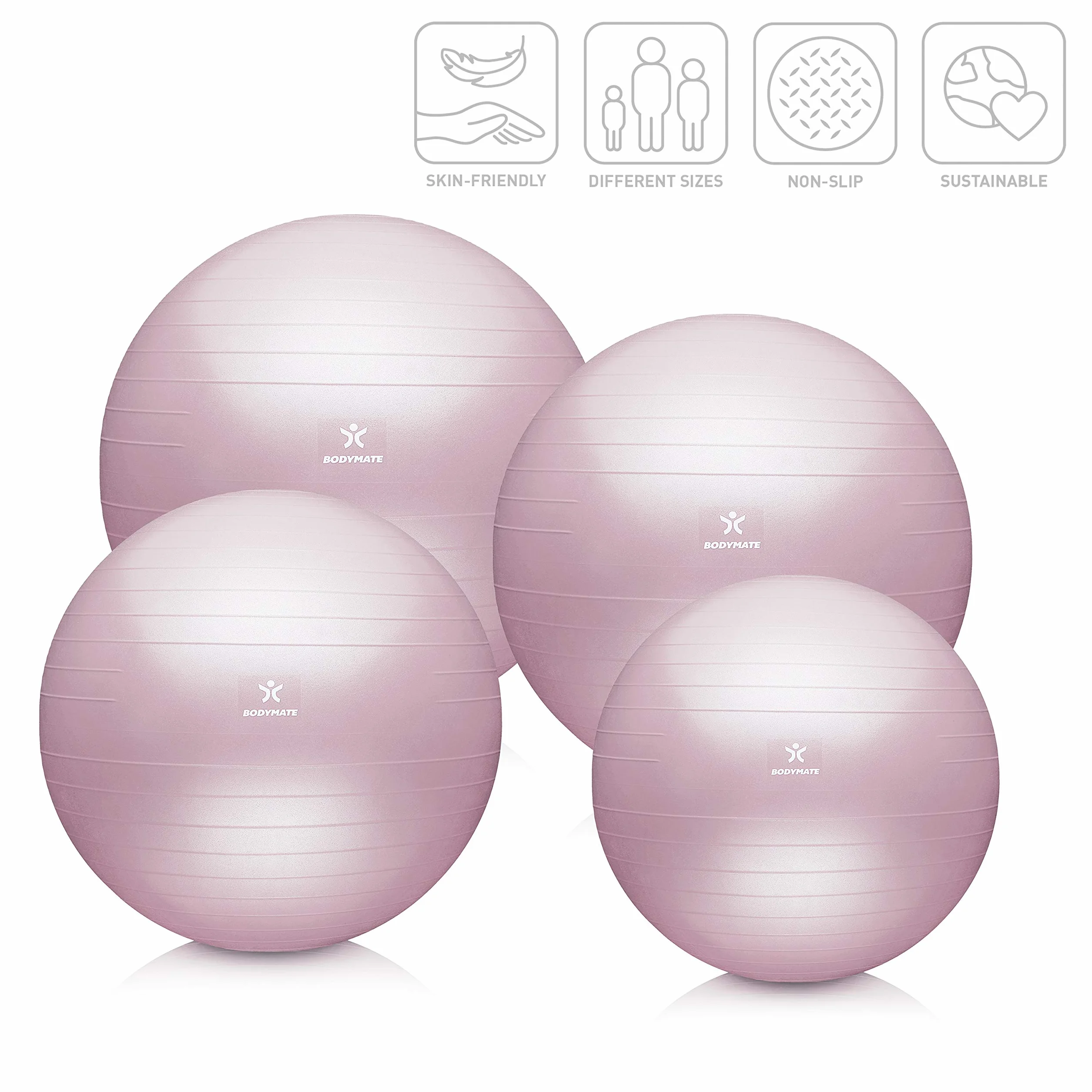 BODYMATE Pelota de Ejercicio con Sistema antirreventones, Bola de Yoga Pilates, Balón para Sentarse