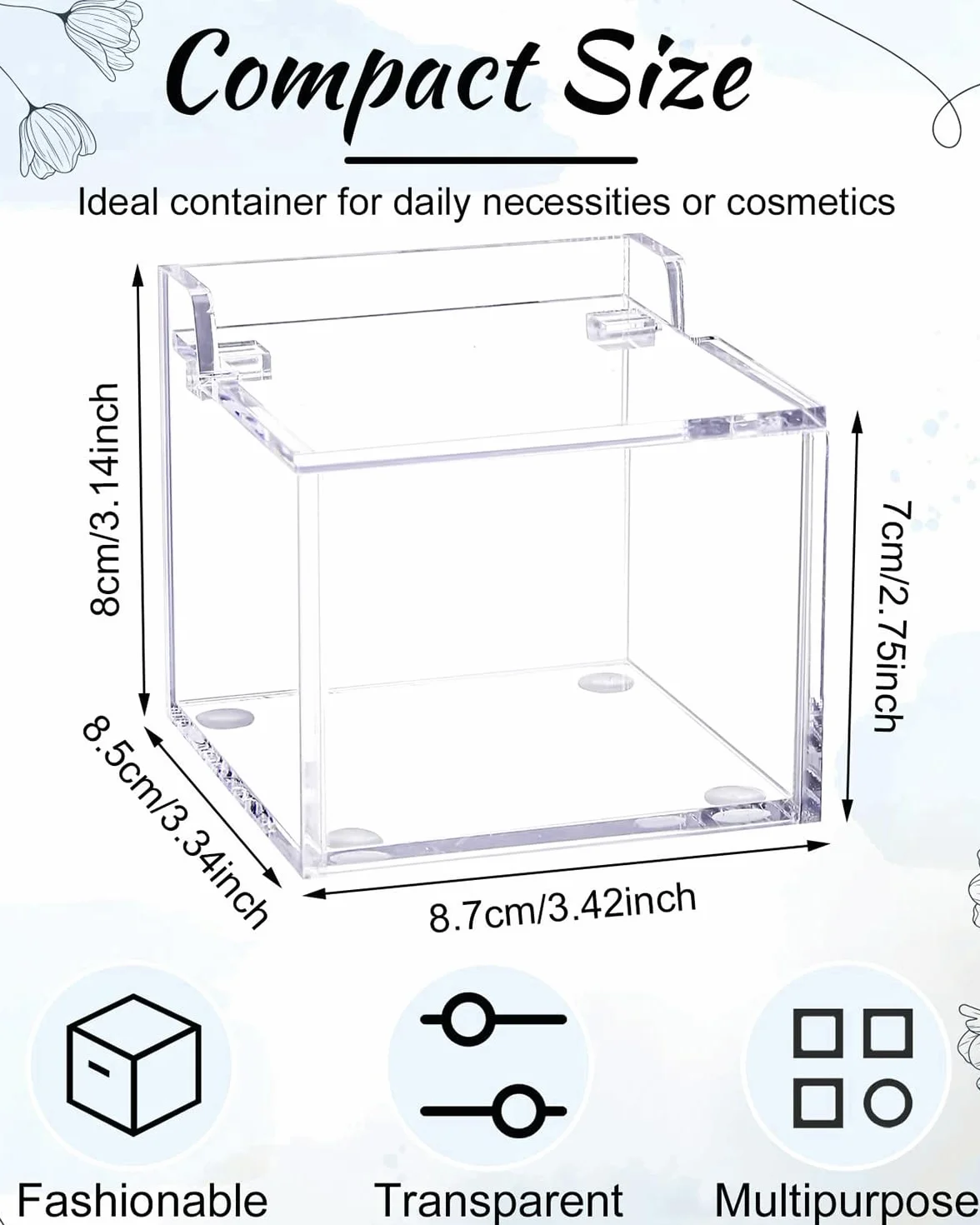 Caja Para Bastoncillos de Algodón, Caja de Acrílico de Bastoncillos de Algodón con Tapa, Organizador Transparente de Hisopos de bastoncillos, Organizador Transparente para Almohadillas Desmaquillantes