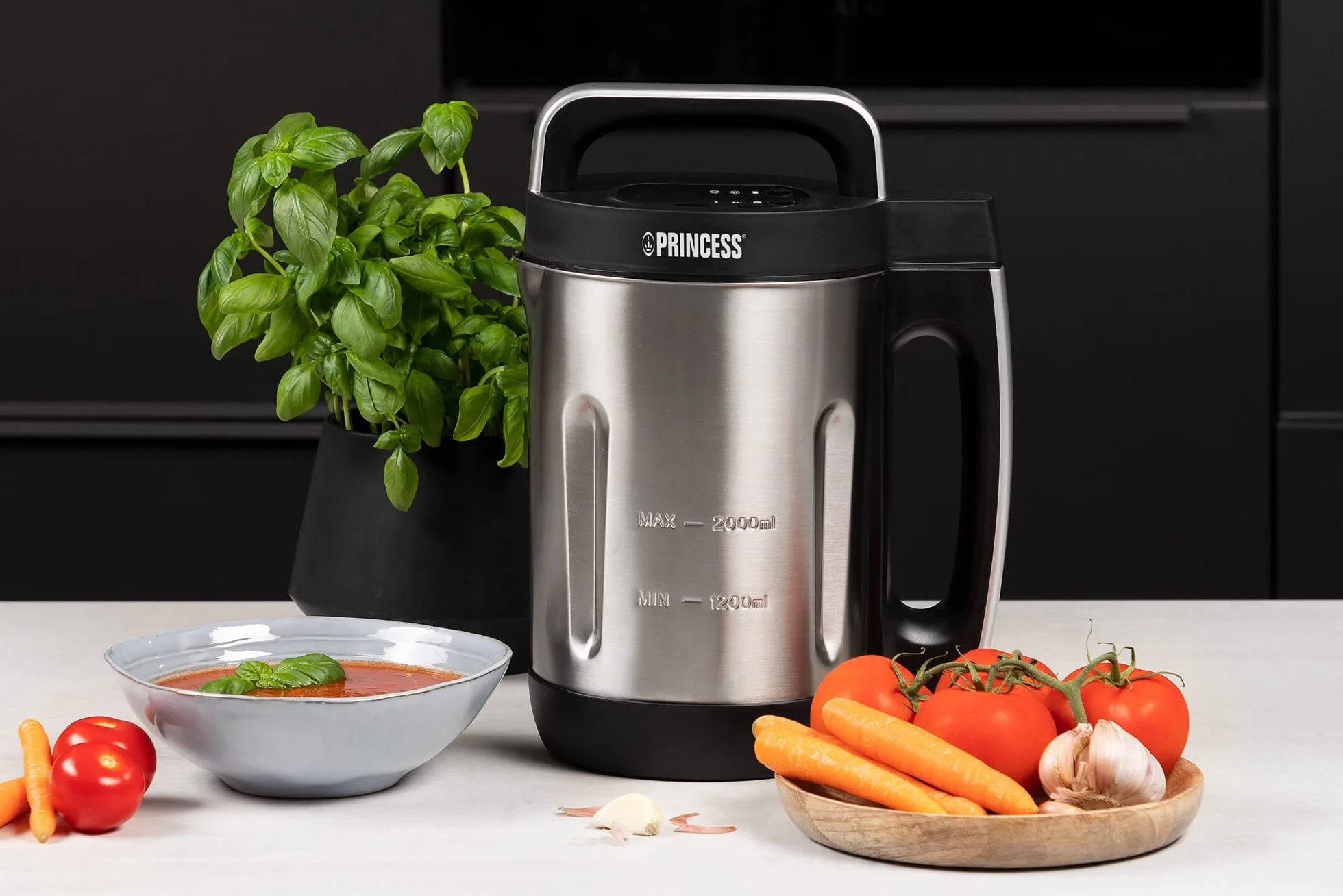 Princess 214002 Máquina para hacer sopa, batidos, salsas y compotas, Acero Inoxidable