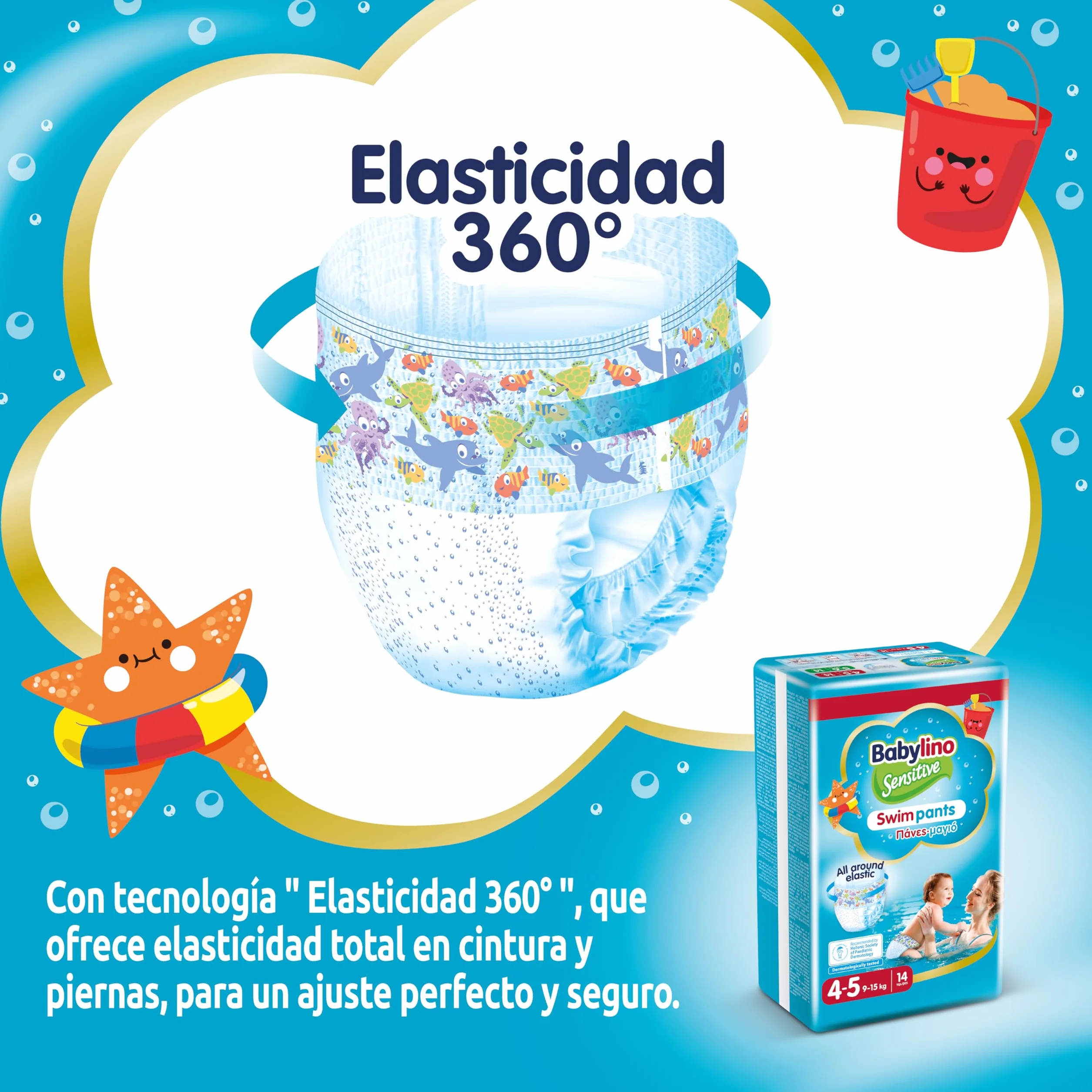Babylino Sensitive SwimPants Pañales de playa y piscina talla 4-5 (9-15 kg) 14 unidades