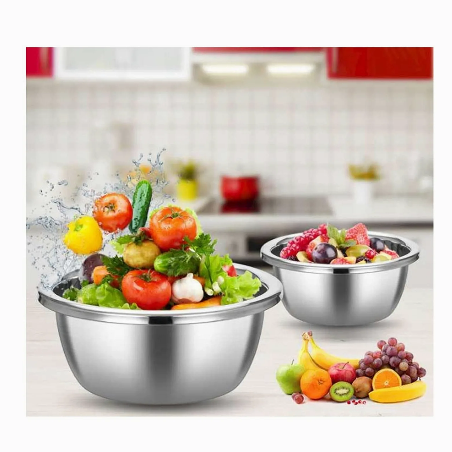Cuencos para Mezclar de Acero Inoxidable, Cuenco para Sopa, Juego de 8 Piezas para Ahorrar Espacio, Almacenamiento para cocinar Alimentos en el hogar, el refrigerador y la Cocina