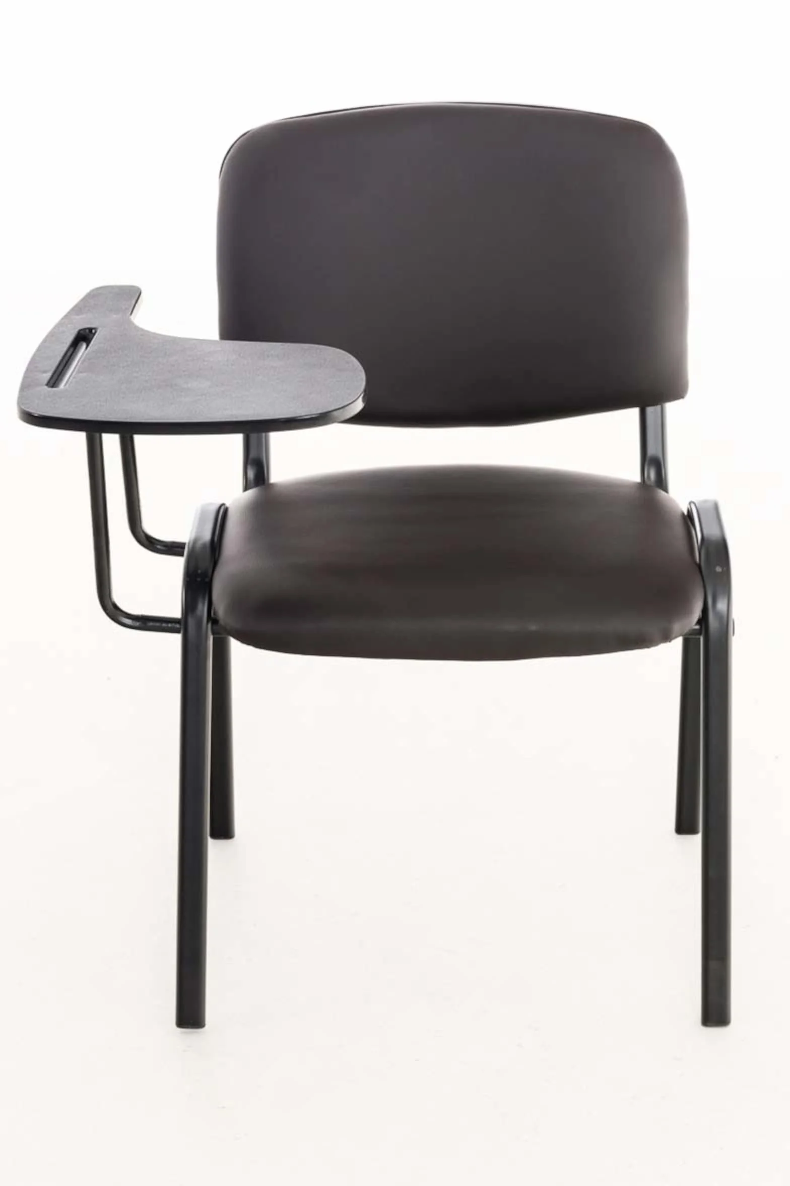 CLP Set De 4 Sillas Confidente Ken con Brazo Extensible I Sillas para Academias Tapizadas En Polipiel con Mesa Plegable, Color:marrón