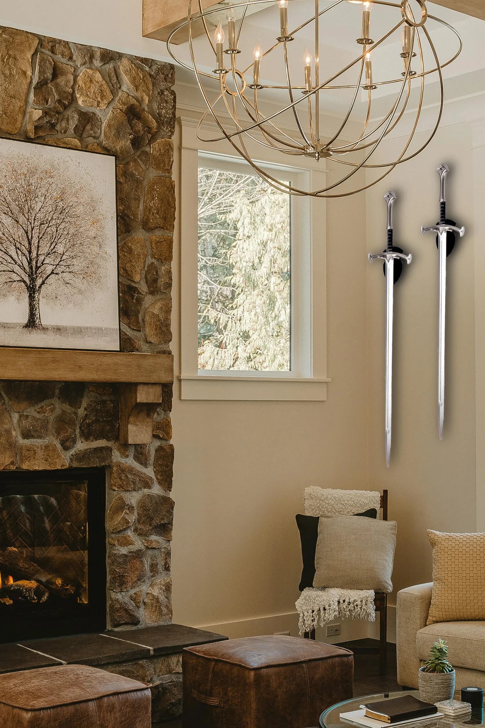 WANLIAN Soporte de espada vertical universal de pared, Negro 1 pieza