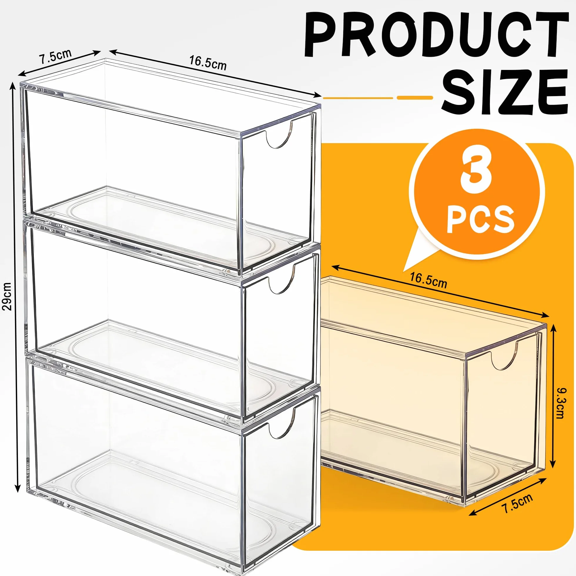 Organizadores de Bolsas de Té, Caja Té con 3 Cajones de Plástico Caja Infusiones Organizador Infusiones de Acrílico Transparente Caja de Te Infusiones para Bolsas de Té, Cápsulas de Café