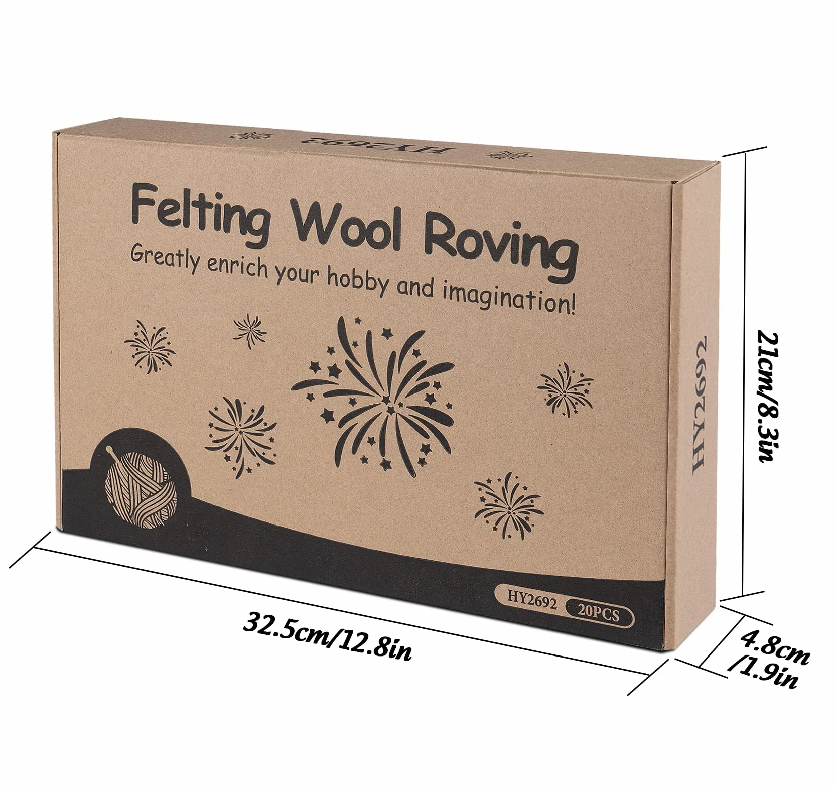 Homewit Lana de Fieltro - 20 Colores, 10 Gramos Cada Uno - Para Tejer, Fieltro Seco y Húmedo - Lana de Oveja Natural Para Elfos y Hadas