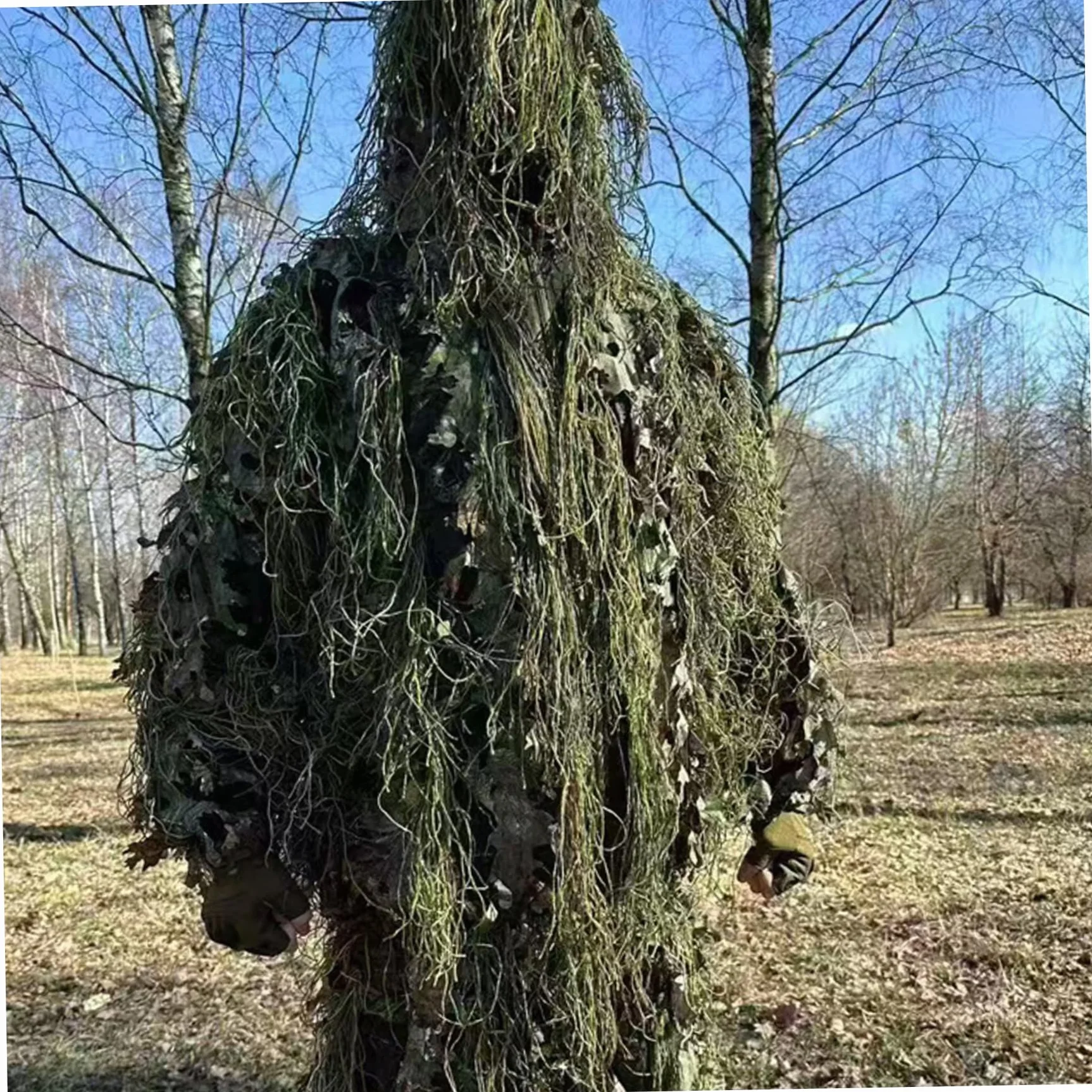 Traje Ghillie con Hojas 3D para Hombre, Chaqueta y Pantalones de Camuflaje Ligeros y Transpirables para Caza al Aire Libre