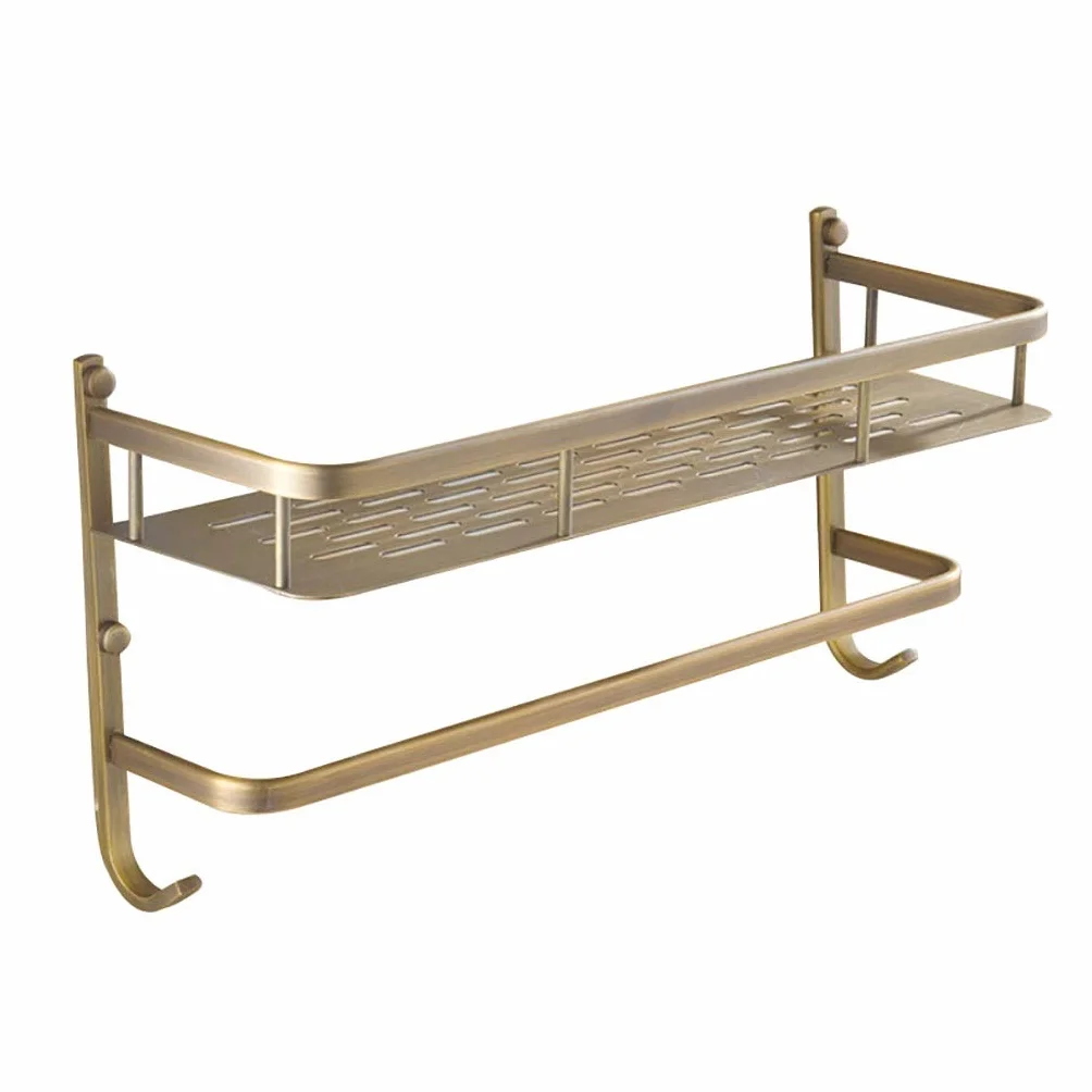 Todos los estantes de Cobre Bastidores, Doble Capa de Baño Bastidores, montado en la Pared de Almacenamiento, Ducha Organizador del almacenaje, Ducha Plataforma Ser, Cuarto de baño Toalla Rack
