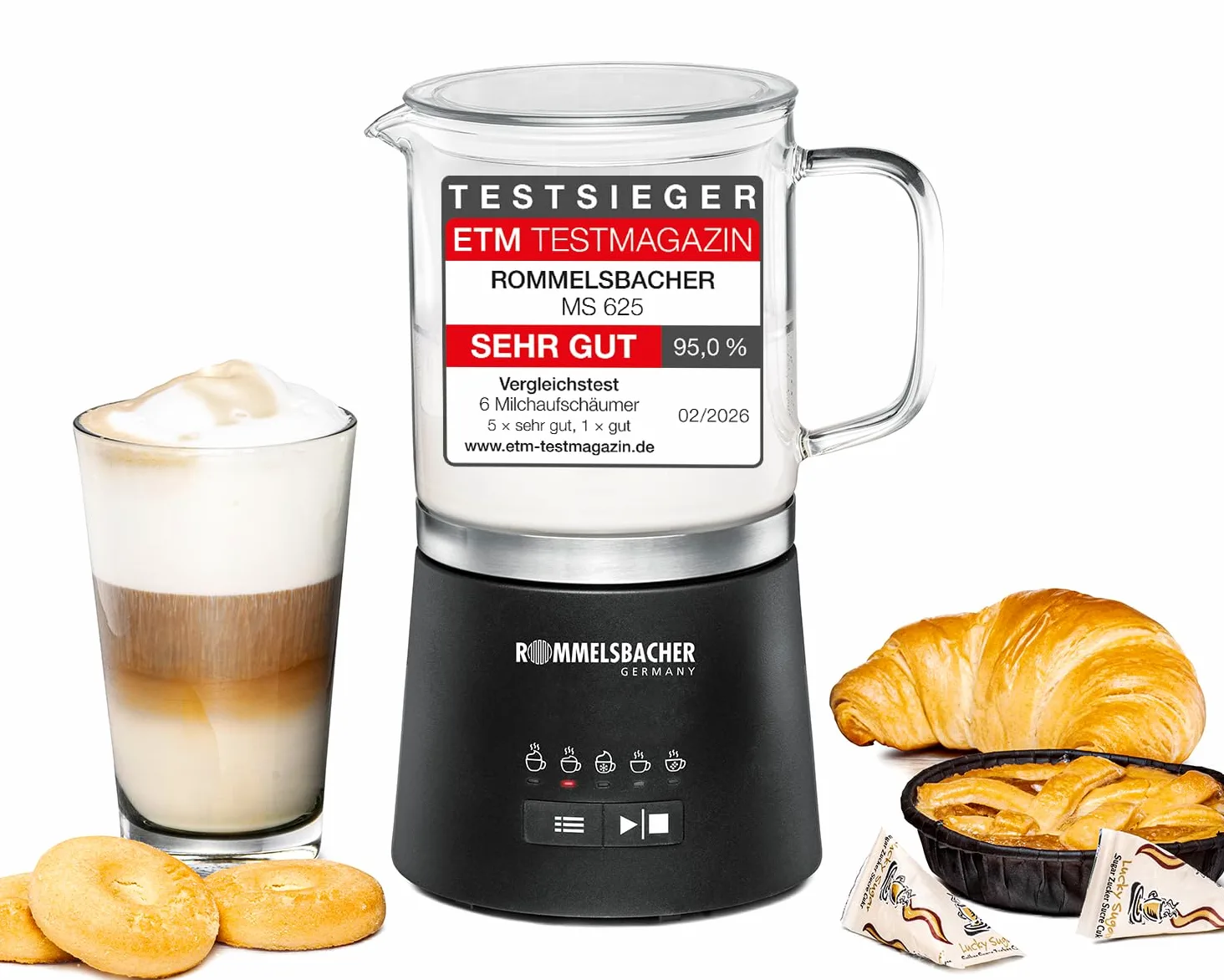 Rommelsbacher Milk Frother 500ml stainless steel black Schwarz MS 625 (MS 625)