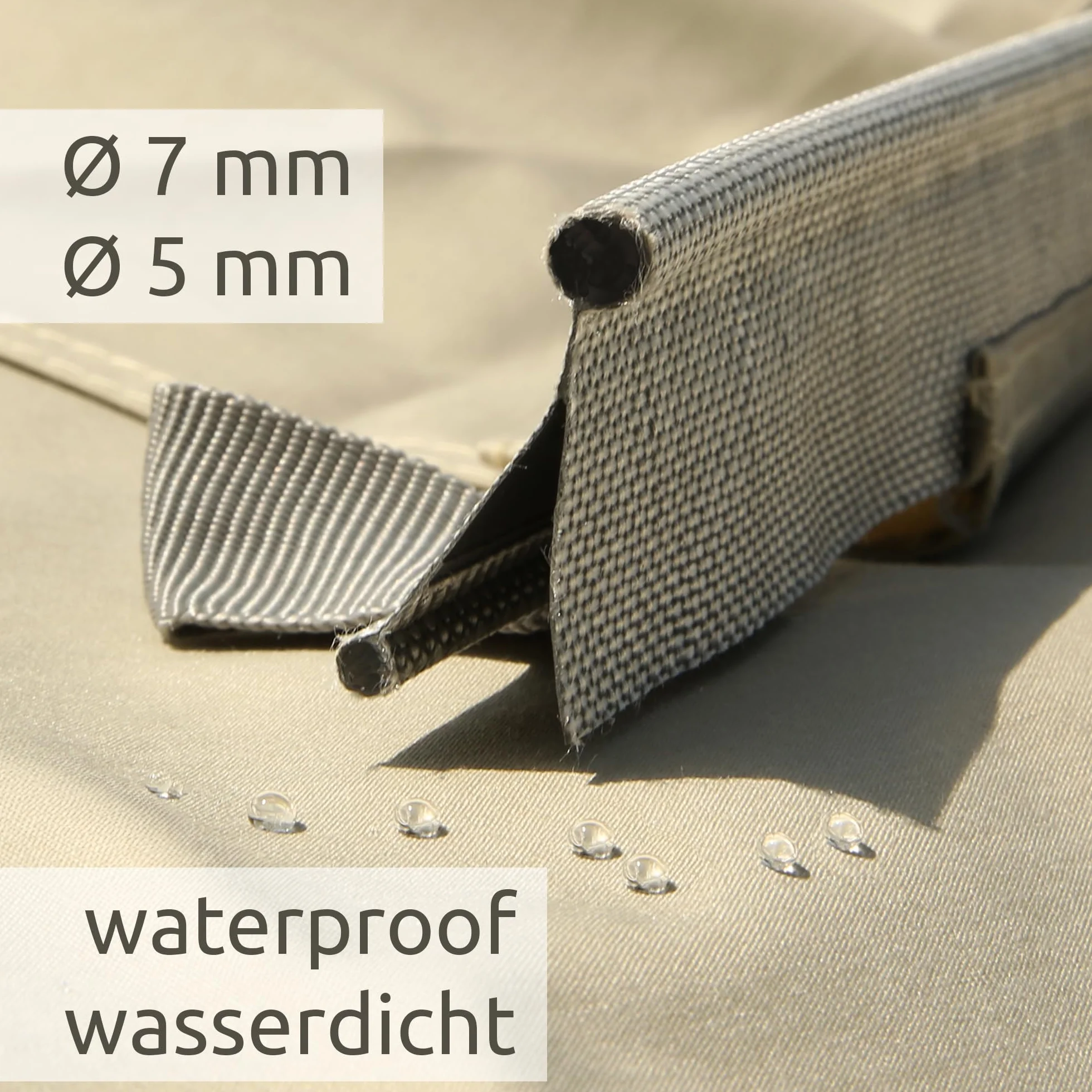 GEAR Toldo para caravana TC impermeable algodón protección UV 50+ varillas telescópicas aluminio 5 tamaños 500 x 240 cm