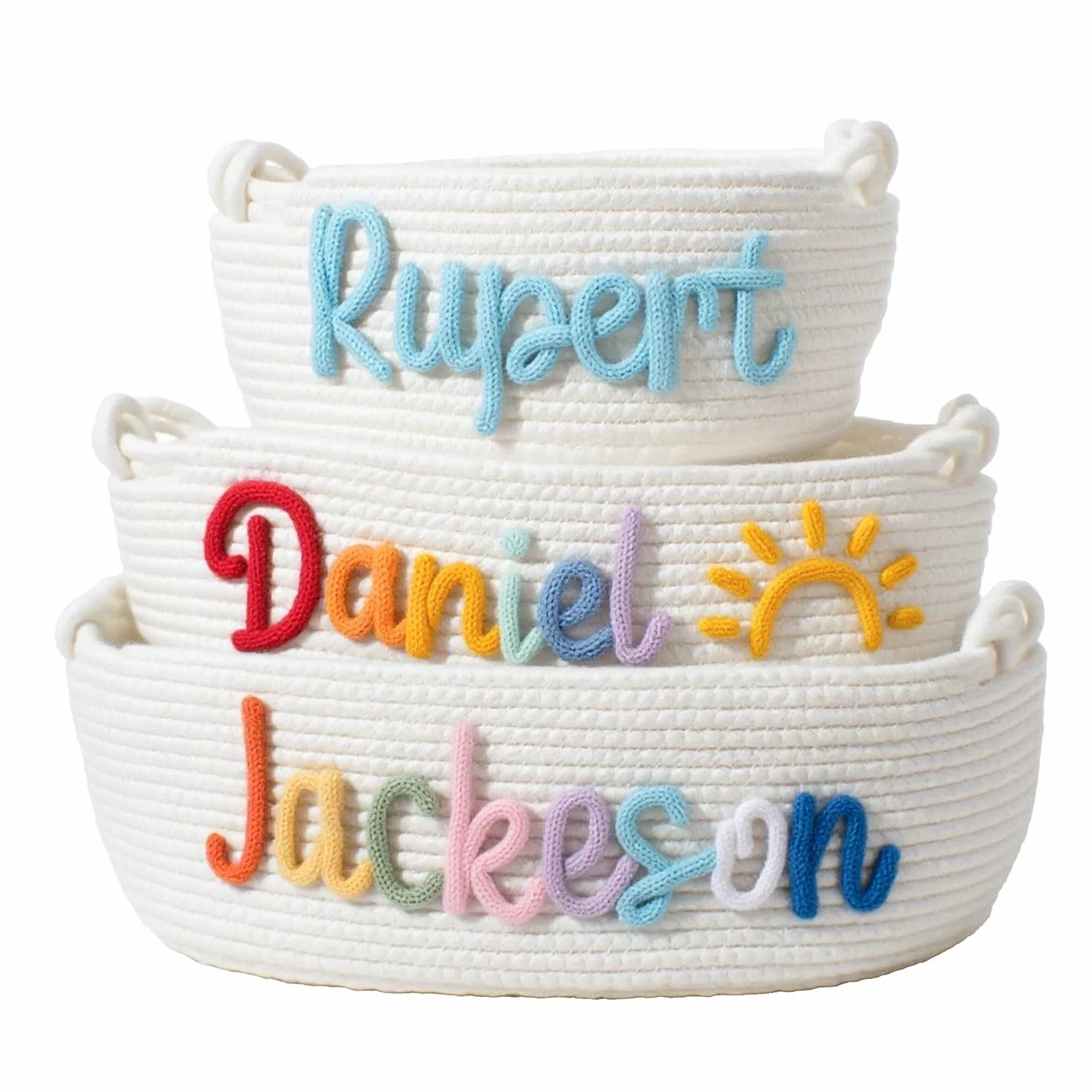Personalizada Canasta de Bebé Hecha a Mano con Nombre Bordado, Cesta de Ratán Natural para Recién Nacido, Regalo de Baby Shower