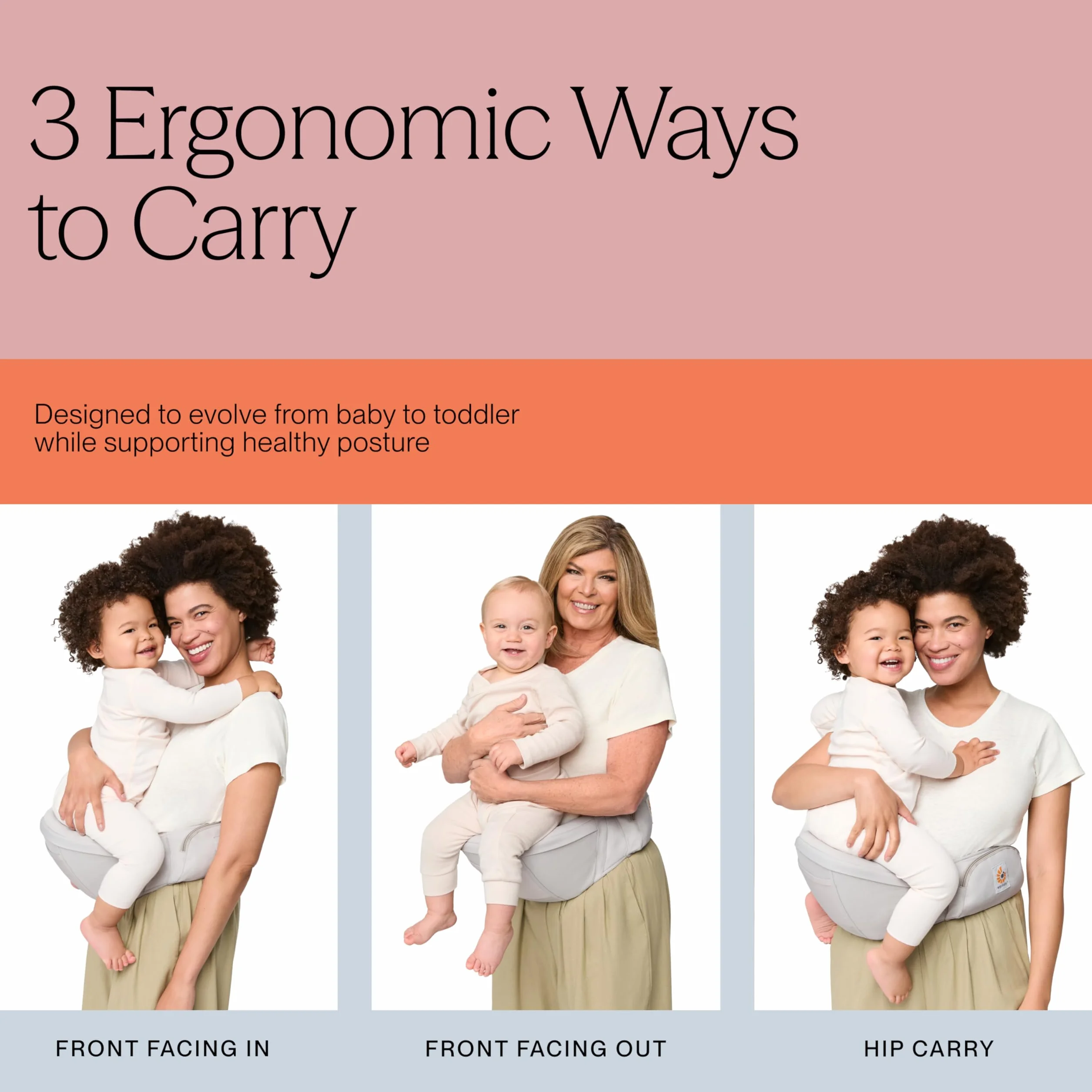 Ergobaby Alta Hip Seat Babytrage für Babys und Kleinkinder 4 Monate 5,5-20,4 kg SoftFlex Mesh