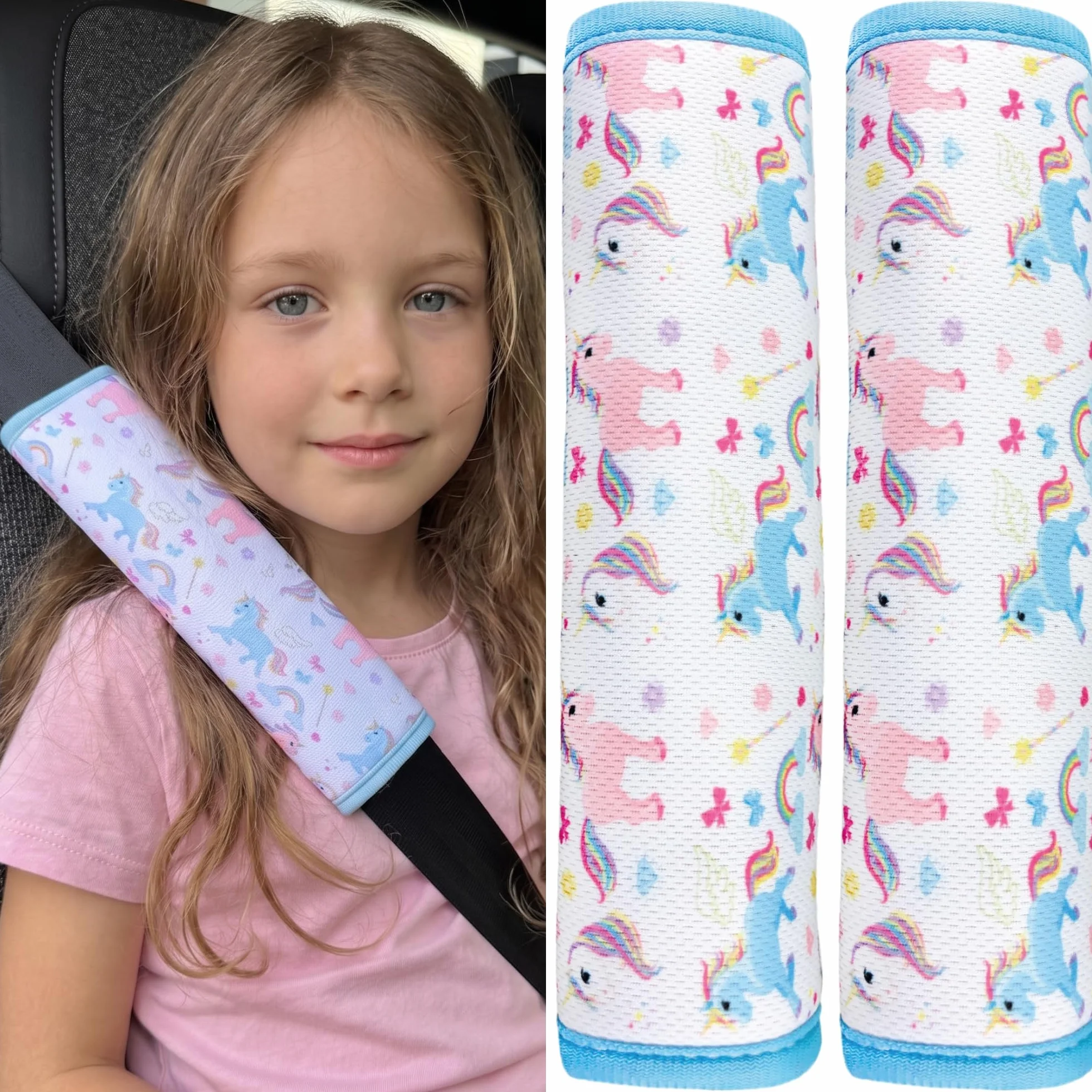 HECKBO 2x Protector para cinturón de seguridad Unicornio para niños Almohadilla para el hombro