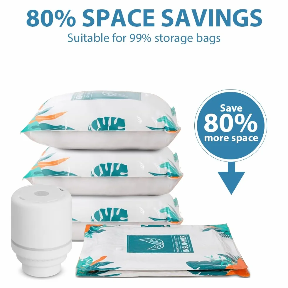HOTUT Bomba de Vacío Eléctrica 30W Portátil 4,5 kPa para Bolsas de Ropa Blanco