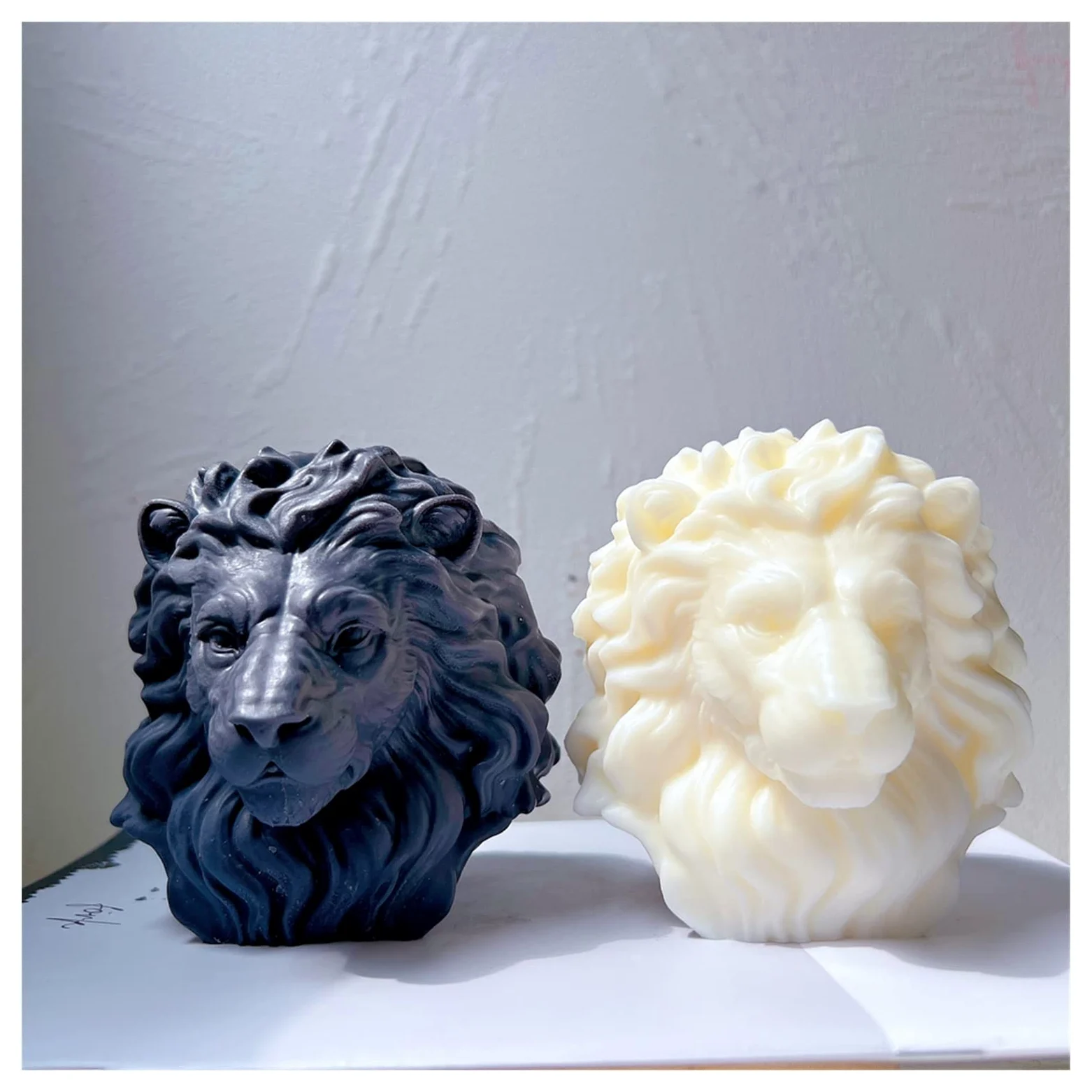 YZACK Molde de Silicona for Vela de Cabeza de león, Estatua de Animal única, moldes for Velas de Cera de Soja, Amantes de los Animales, decoración del hogar, Regalo for fundición de Resina
