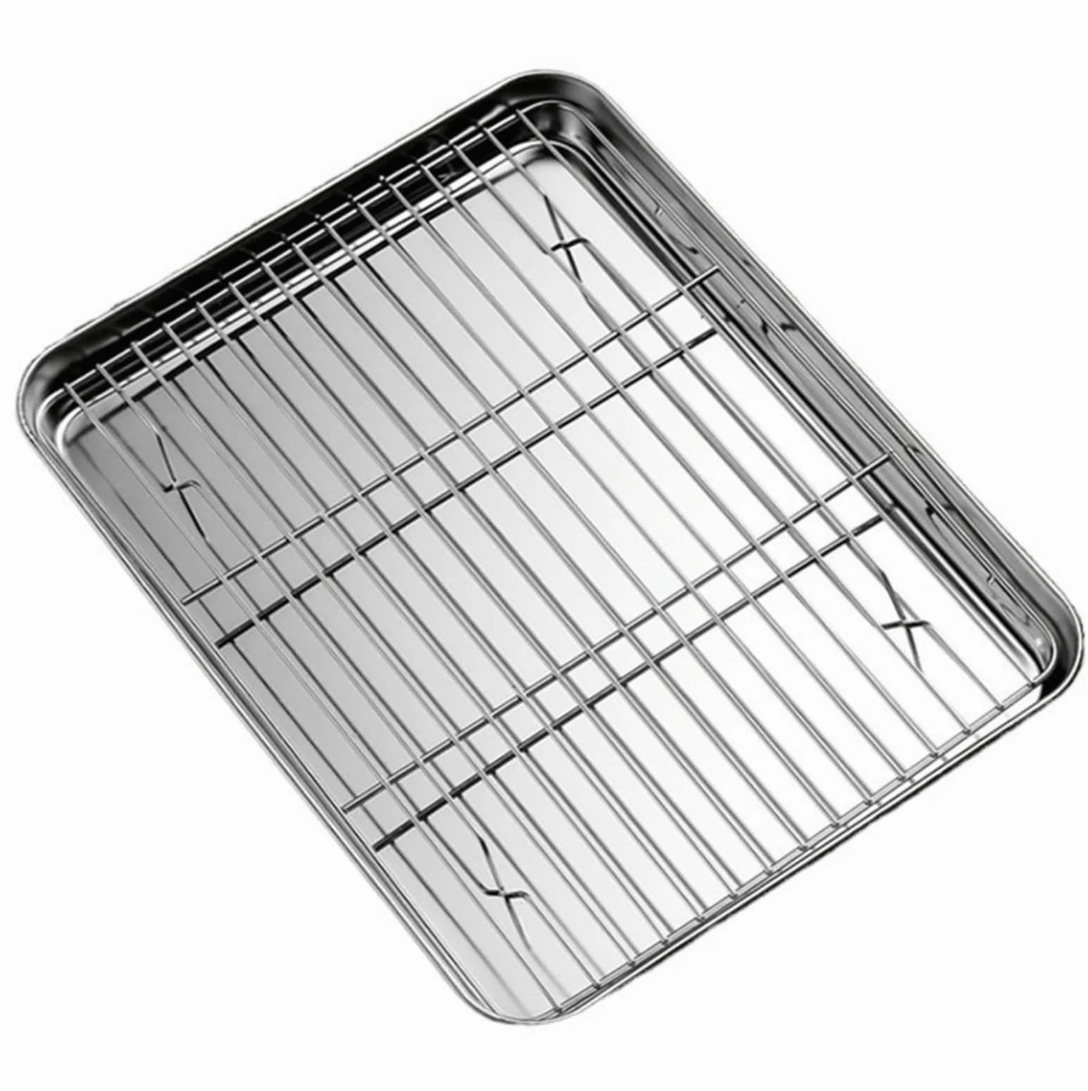Bandeja Para Horno Bandeja for hornear pasteles de acero inoxidable 304, bandeja for barbacoa, horno, bandeja for brownie con rejilla de alambre, herramienta for cocinar y asar, 2 uds. Para Hornear(31