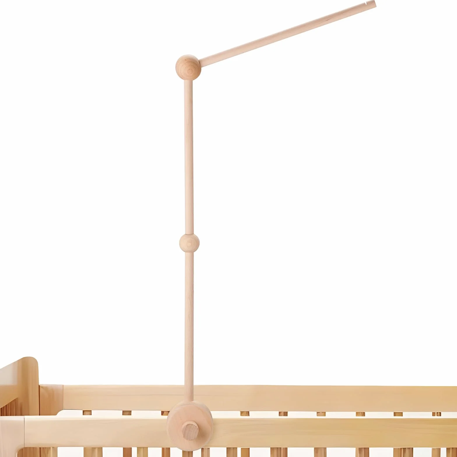 PandaEar Soporte de Móvil para Cuna de Bebé, Soporte de Madera de Haya con Fijación Antideslizante, Colgador de Móvil para Cuna y Decoración de Guardería