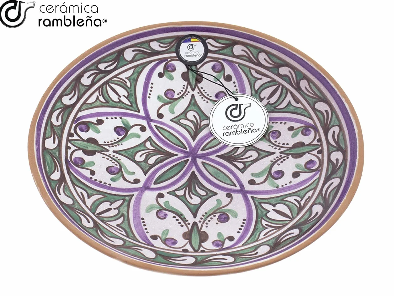 Plato decorativo pared cerámica barro Modelo D49 27x27x4.5 cm Hecho a mano