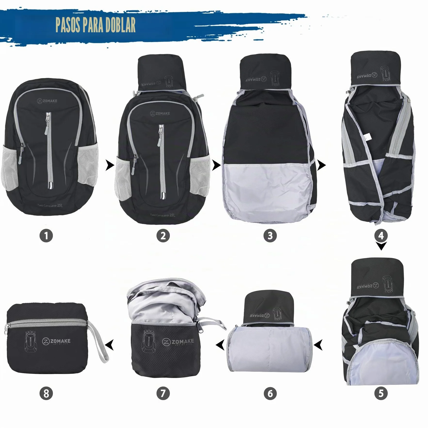 ZOMAKE Mochila Plegable Ultraligera 25L Impermeable Senderismo Trekking Viaje