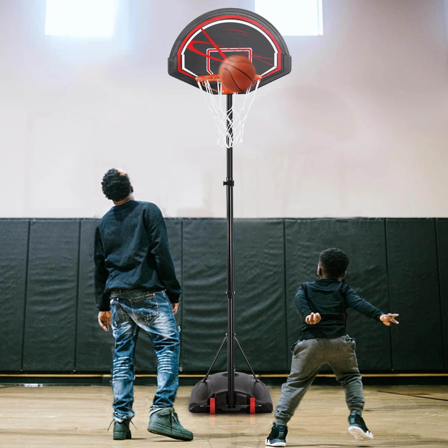 Yaheetech Canasta de Baloncesto Exterior Ajustable 170-230cm Móvil con Ruedas para Adulto Niños