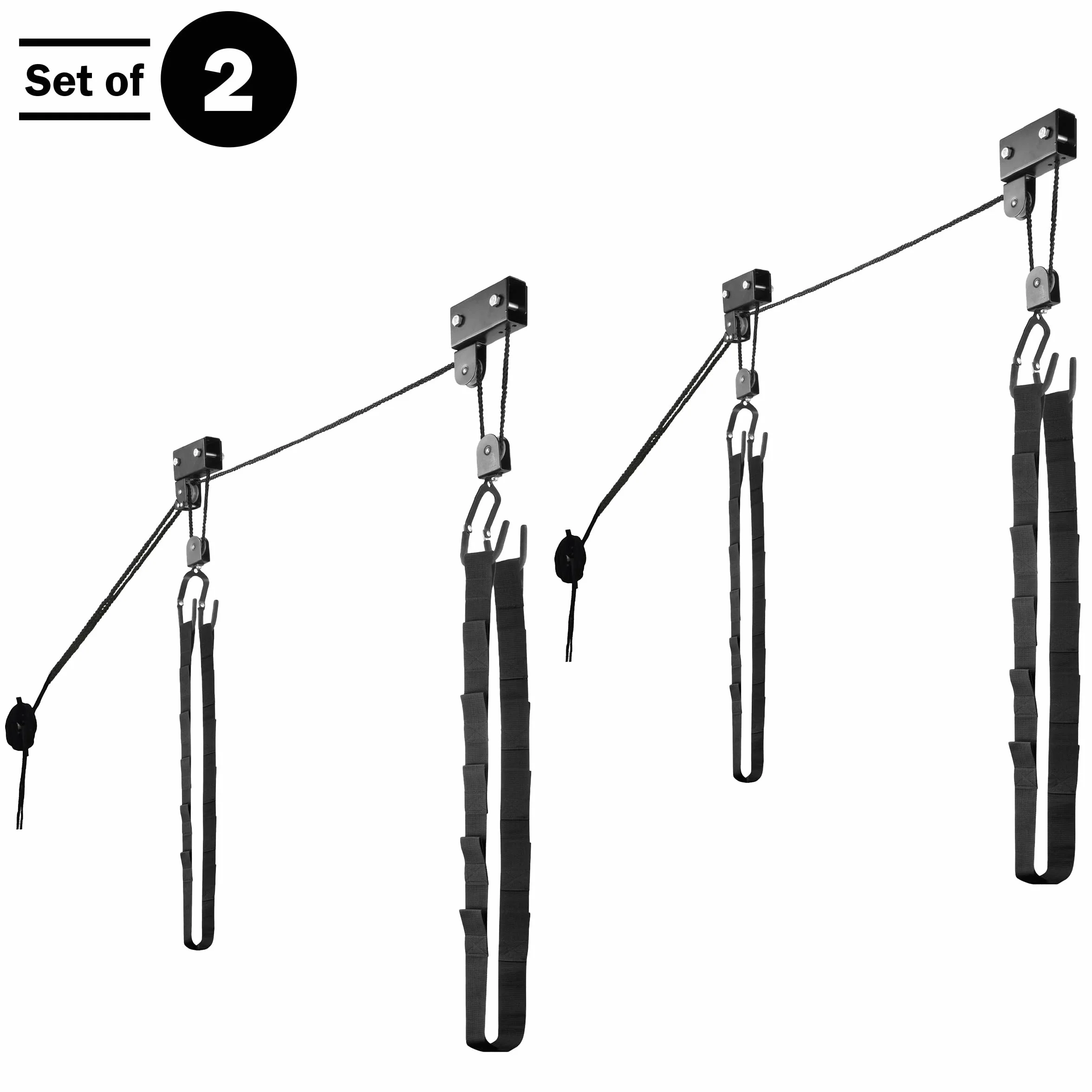 RAD Sportz Juego de elevación para Kayak, Sistema de polea 125 Libras, Negro, Paquete de 2