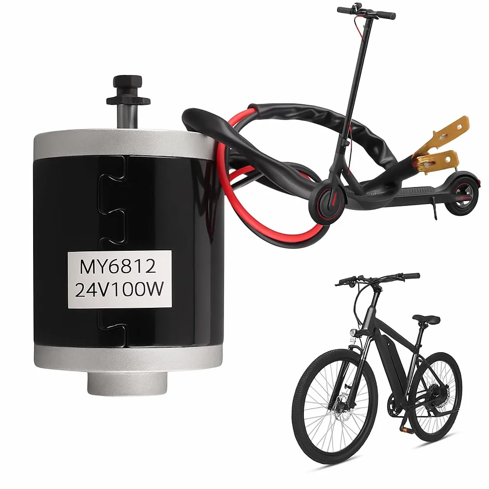 Keenso MY6812 24V 100W Motor Eléctrico Cepillado con Polea de Correa para Scooter Eléctrico