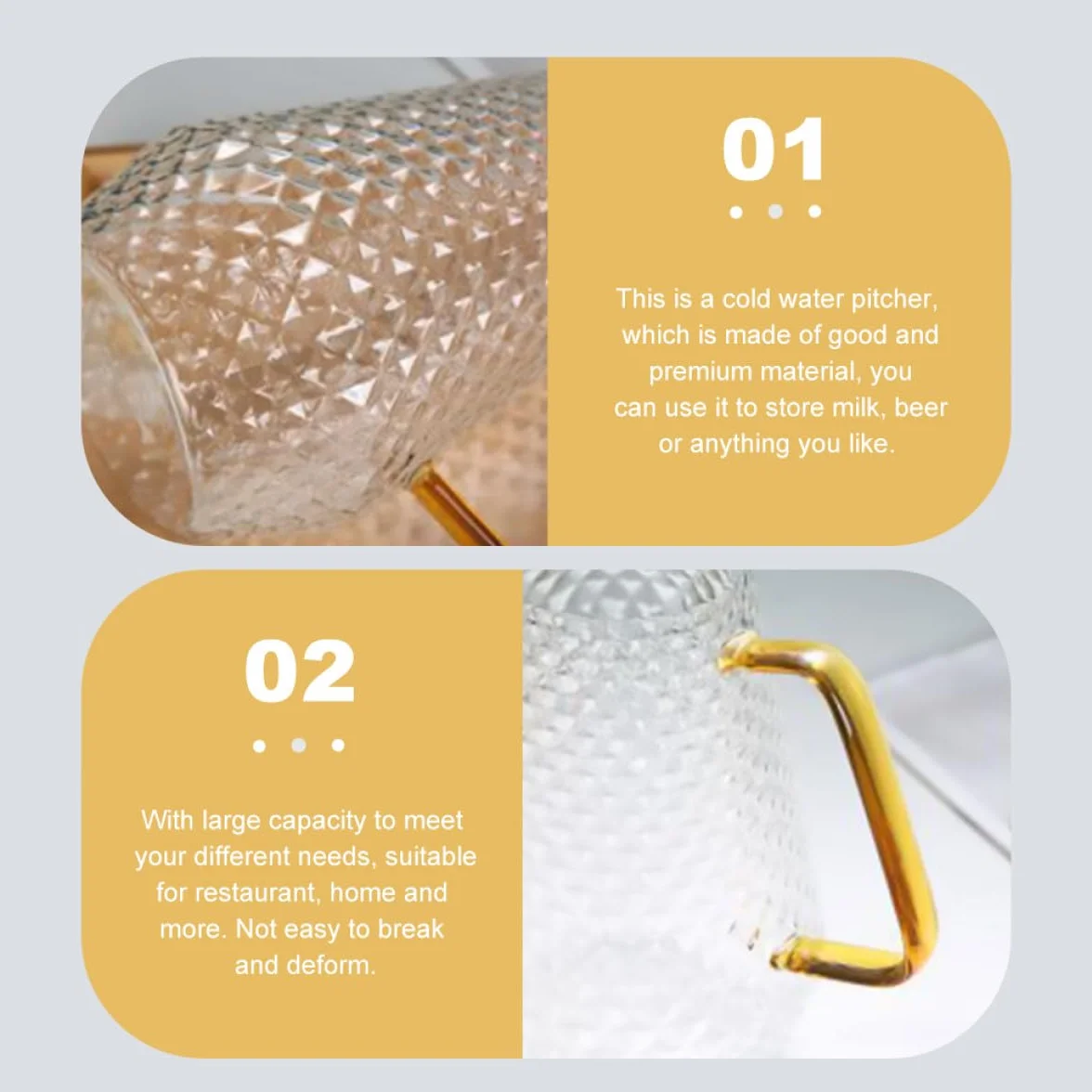 Jarra de 1500ml para Borosilicato Agua Fría Vidrio para Leche | Tapa Sellada y Vertedor, Ligera y Resistente al Calor, Uso Diario en Casa Recibir Invitados