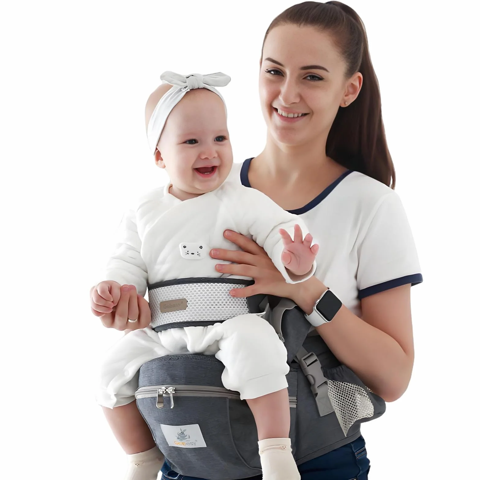 Asiento de cadera ergonómico 0-36 meses transpirable algodón gris oscuro