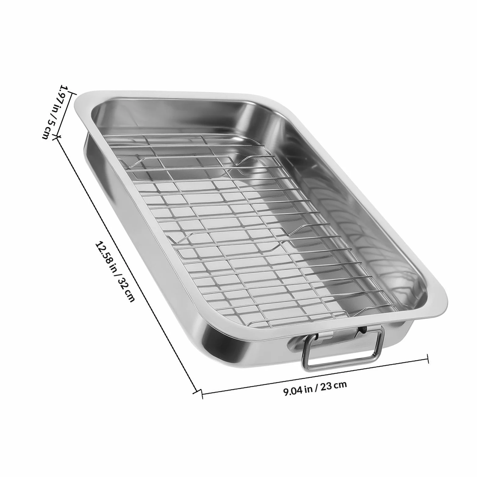 IMIKEYA Bandeja Práctica y Fácil de Limpiar para Horno Rectangular con Rejilla de Acero Inoxidable Adecuado para Repostería y Cocina en Casa